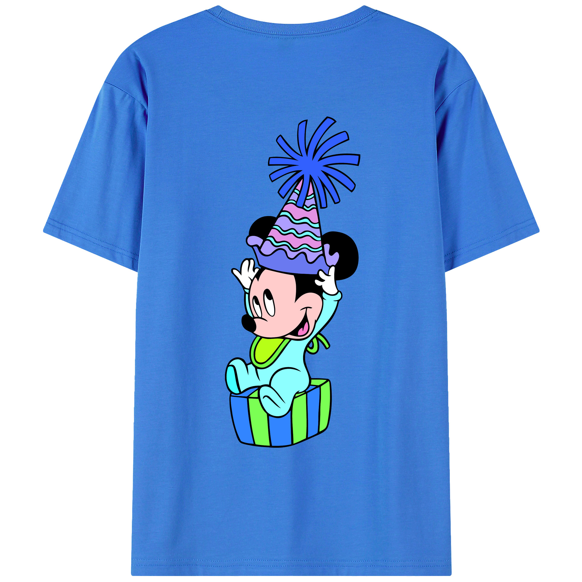 ミッキーマウス Mickey Mouse 綿100％ メンズ半袖Tシャツ（バックプリント） 通気性