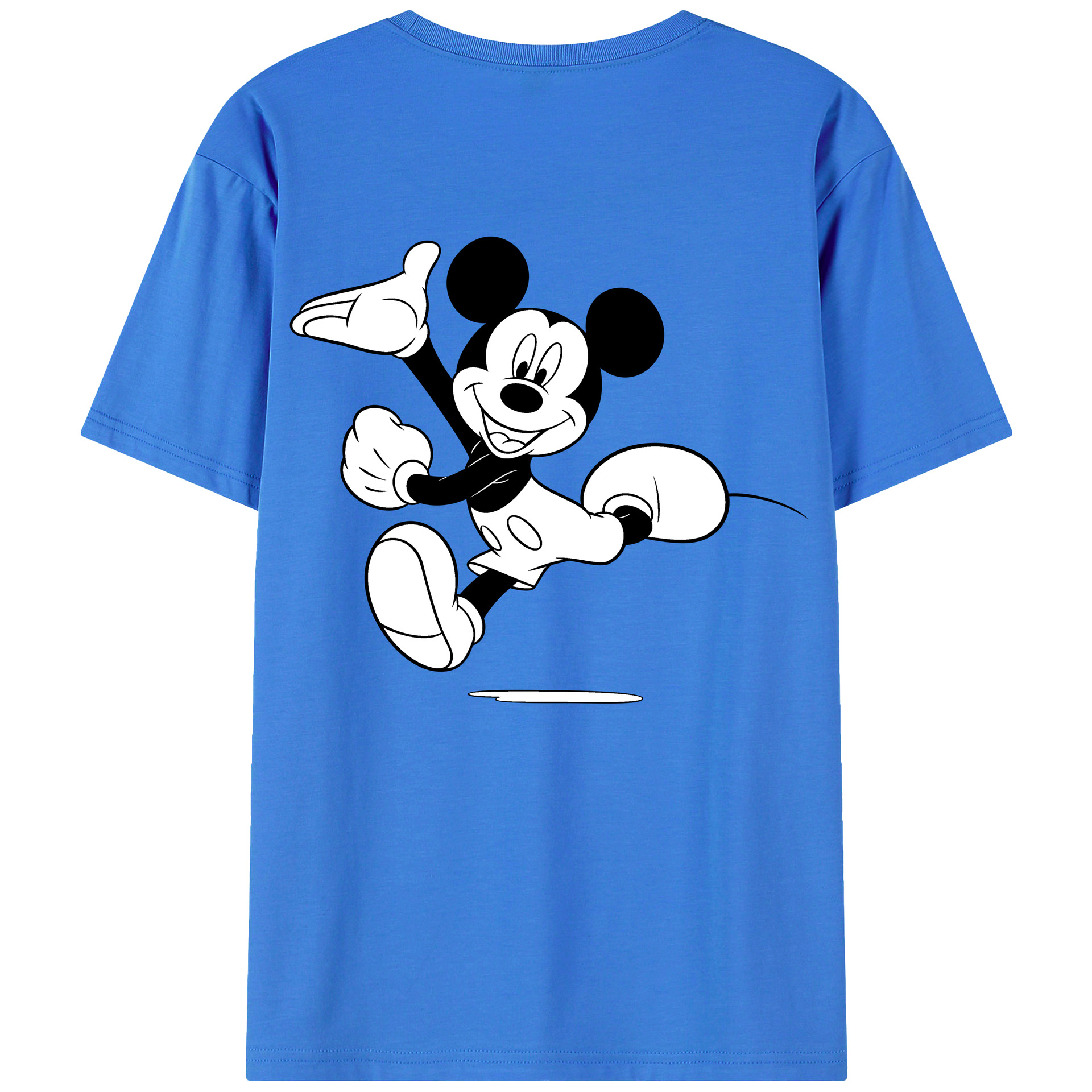 ミッキーマウス Mickey Mouse 綿100％ メンズ半袖Tシャツ（バックプリント） 通気性