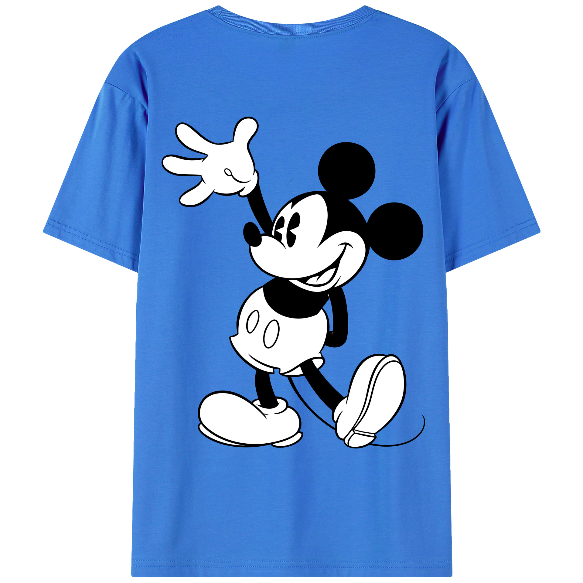 ミッキーマウス Mickey Mouse 綿100％ メンズ半袖Tシャツ（バックプリント） 通気性