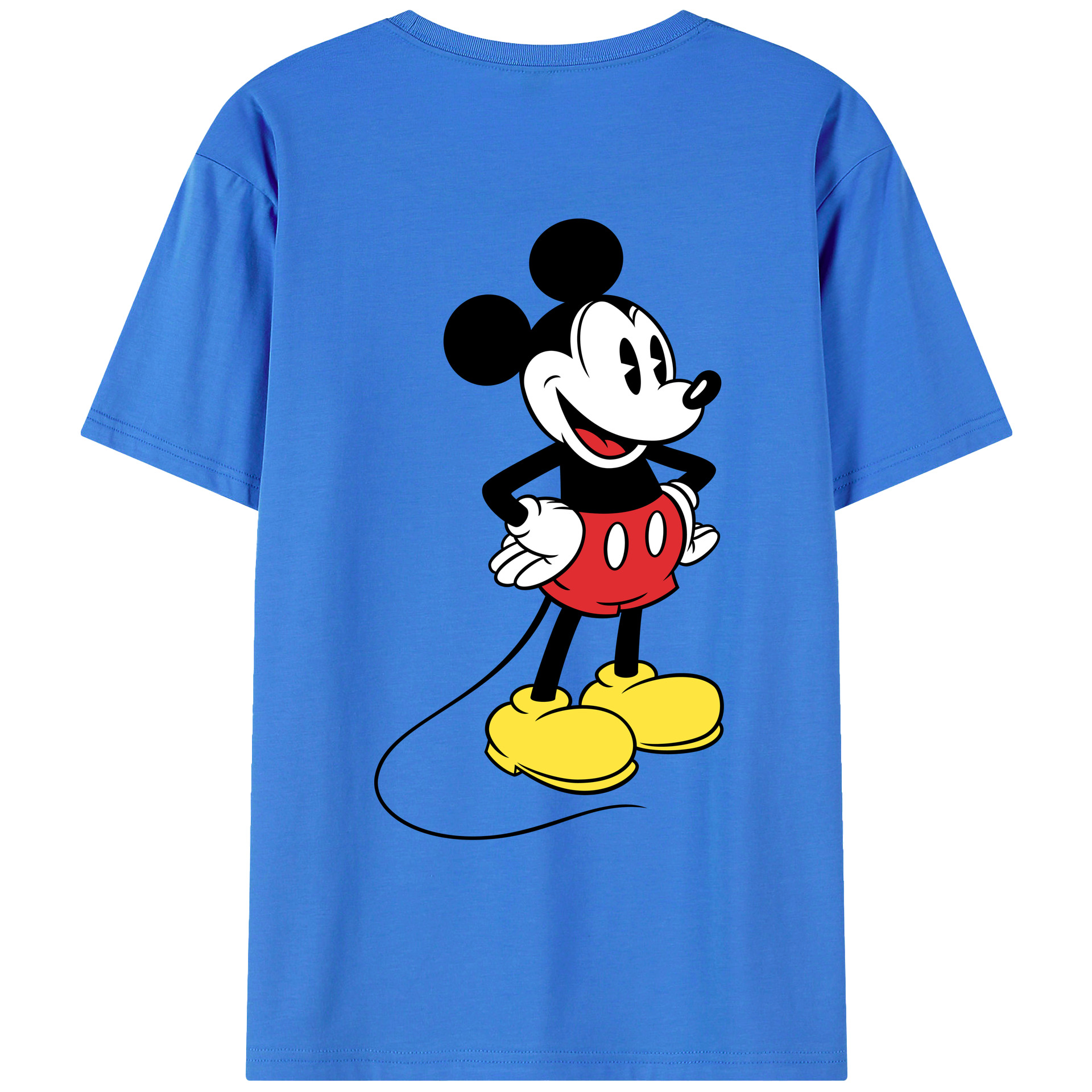ミッキーマウス Mickey Mouse 綿100％ メンズ半袖Tシャツ（バックプリント） 通気性