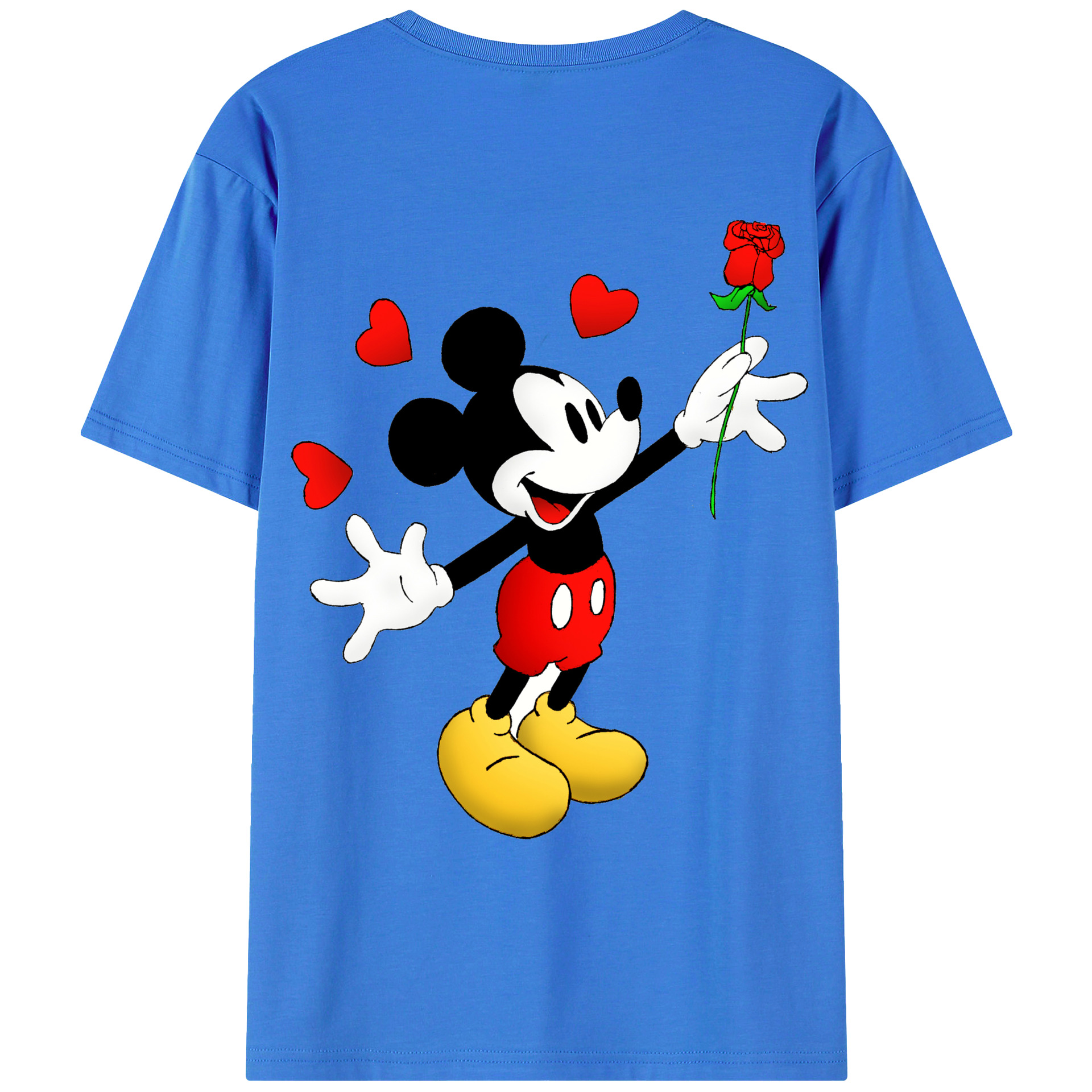 ミッキーマウス Mickey Mouse 綿100％ メンズ半袖Tシャツ（バックプリント） 通気性
