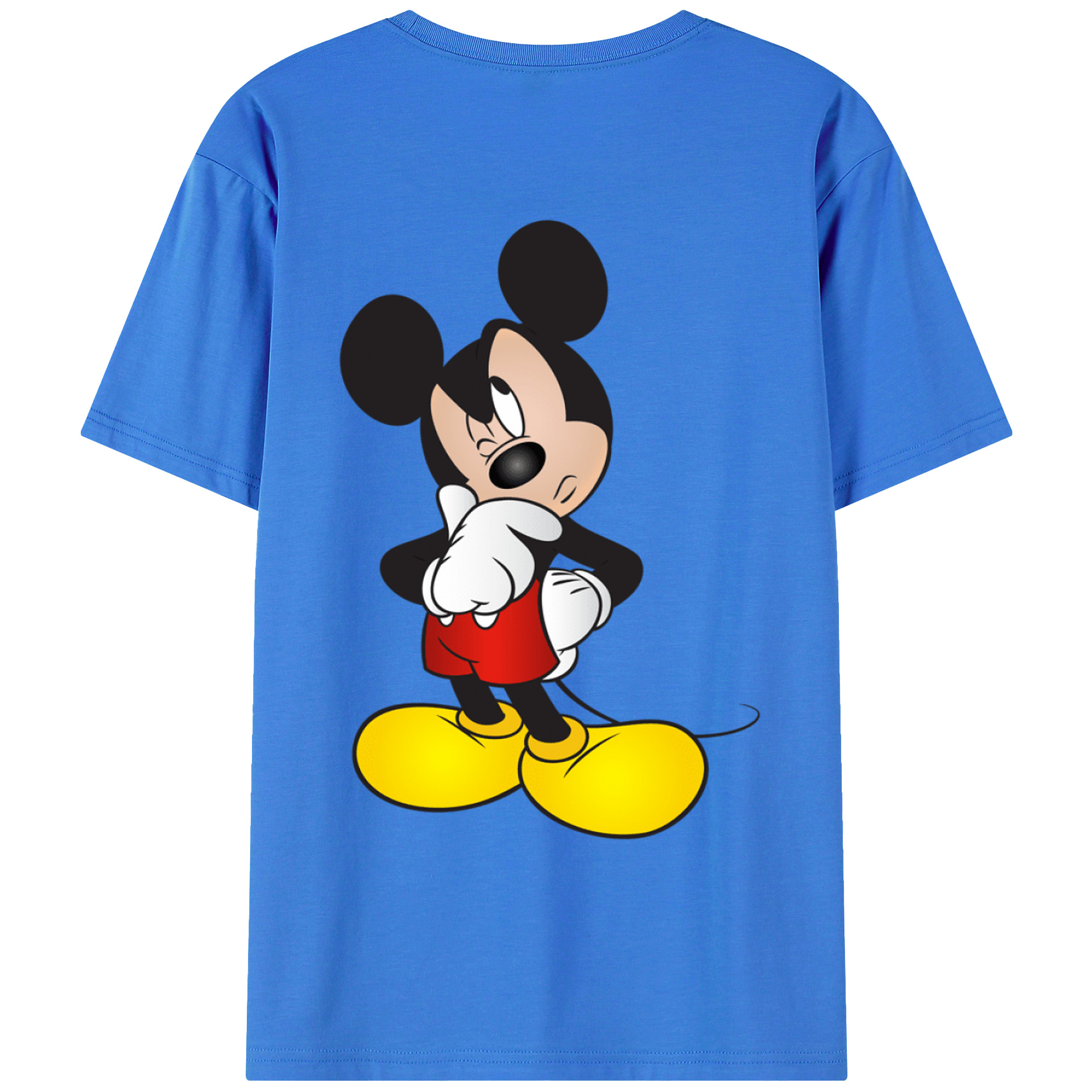 ミッキーマウス Mickey Mouse 綿100％ メンズ半袖Tシャツ（バックプリント） 通気性