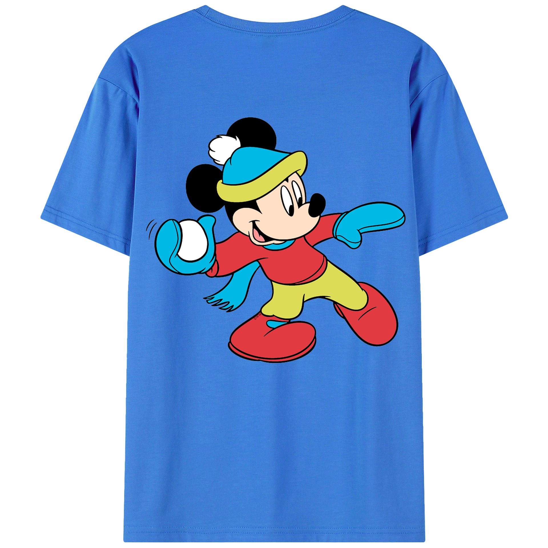 ミッキーマウス Mickey Mouse 綿100％ メンズ半袖Tシャツ（バックプリント） 通気性