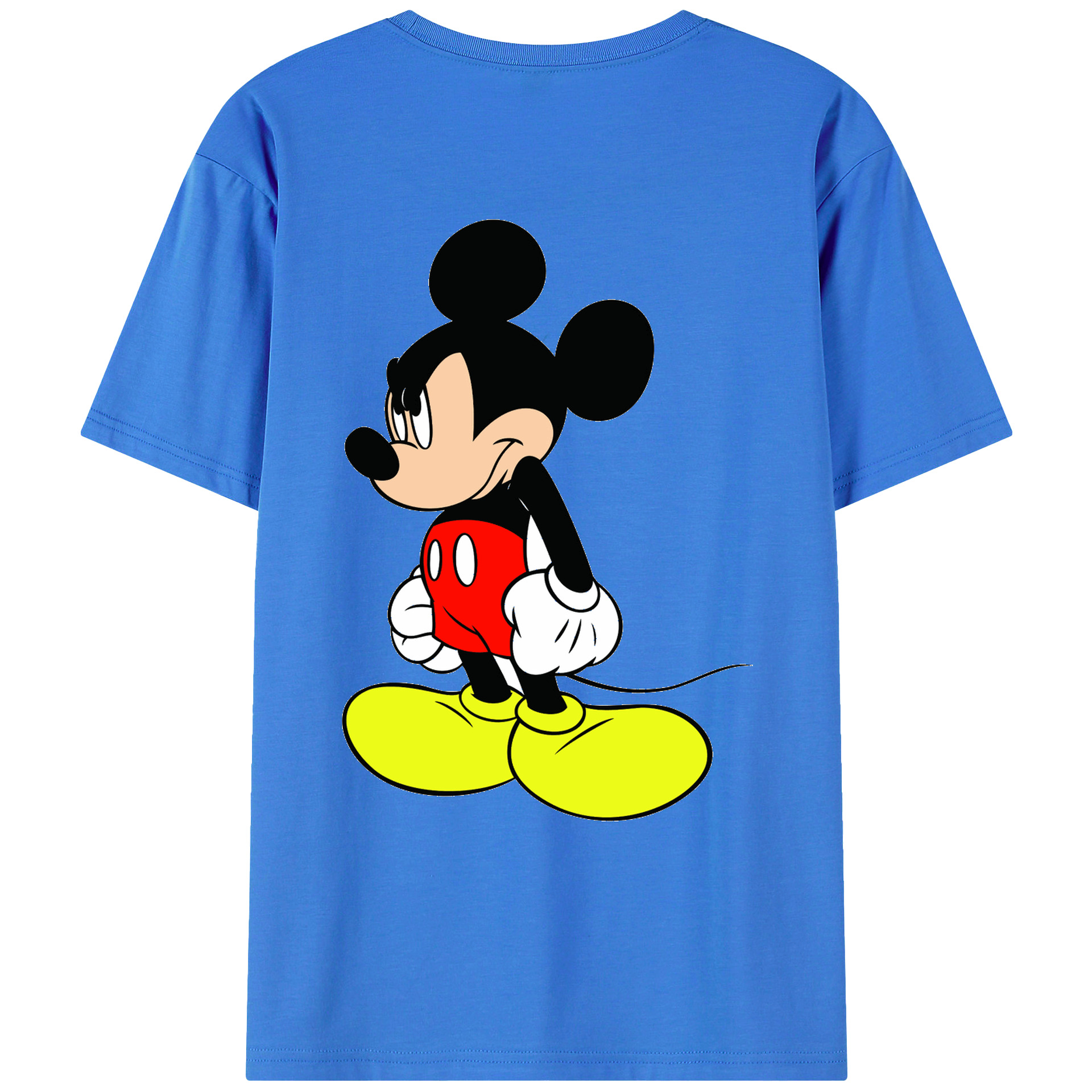 ミッキーマウス Mickey Mouse 綿100％ メンズ半袖Tシャツ（バックプリント） 通気性