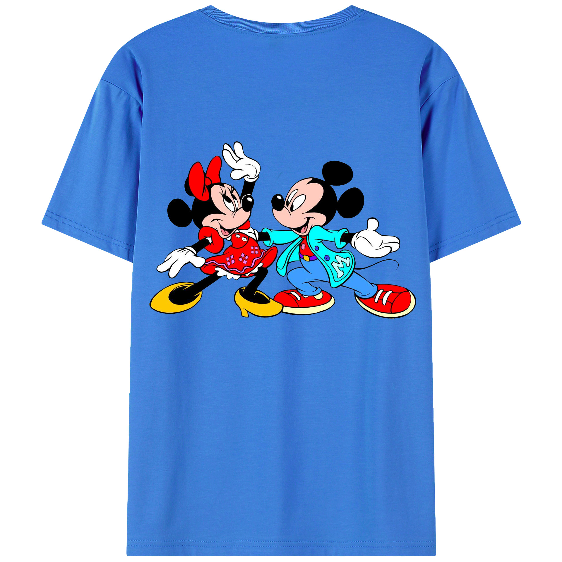 ミッキーマウス Mickey Mouse 綿100％ メンズ半袖Tシャツ（バックプリント） 通気性