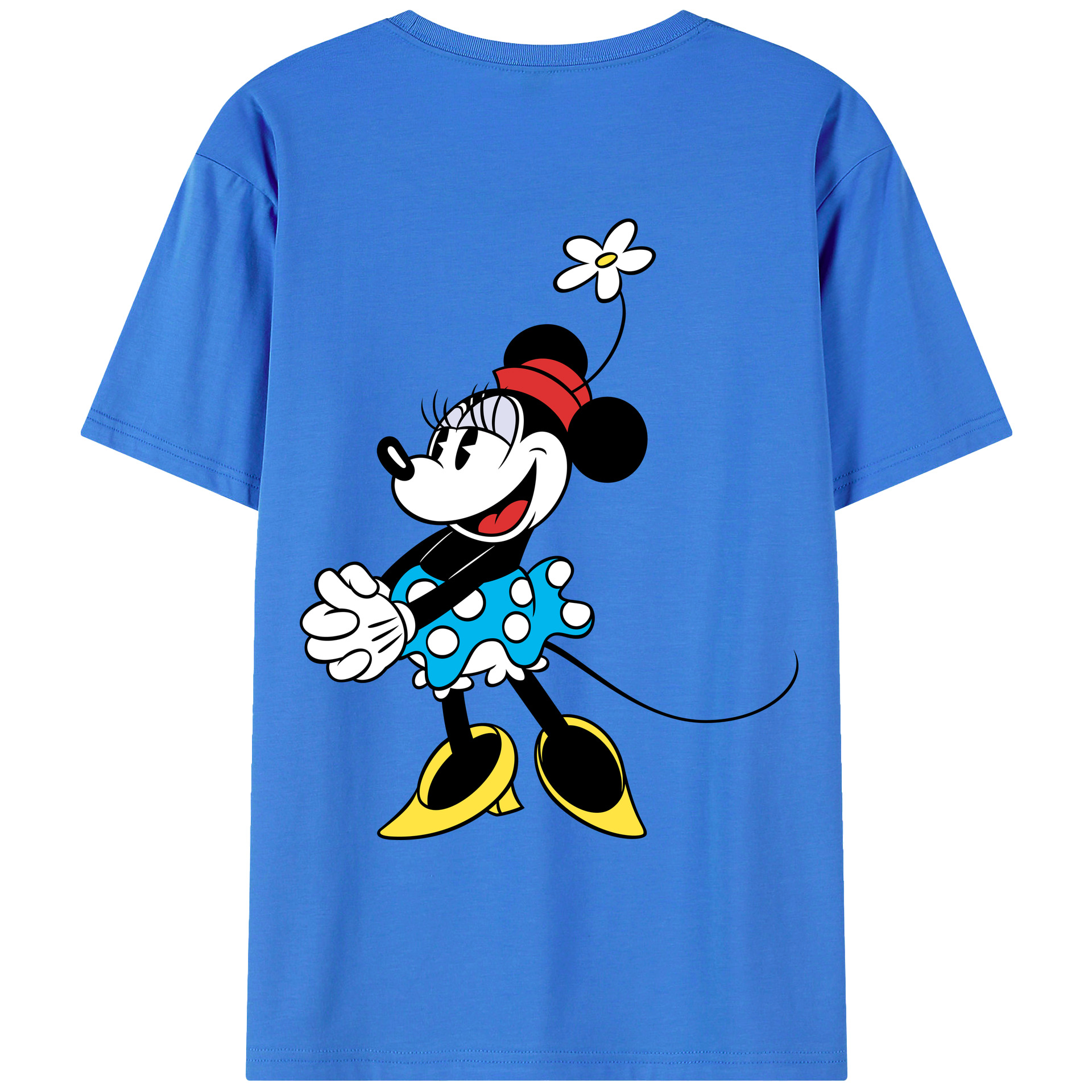 ミッキーマウス Mickey Mouse 綿100％ メンズ半袖Tシャツ（バックプリント） 通気性