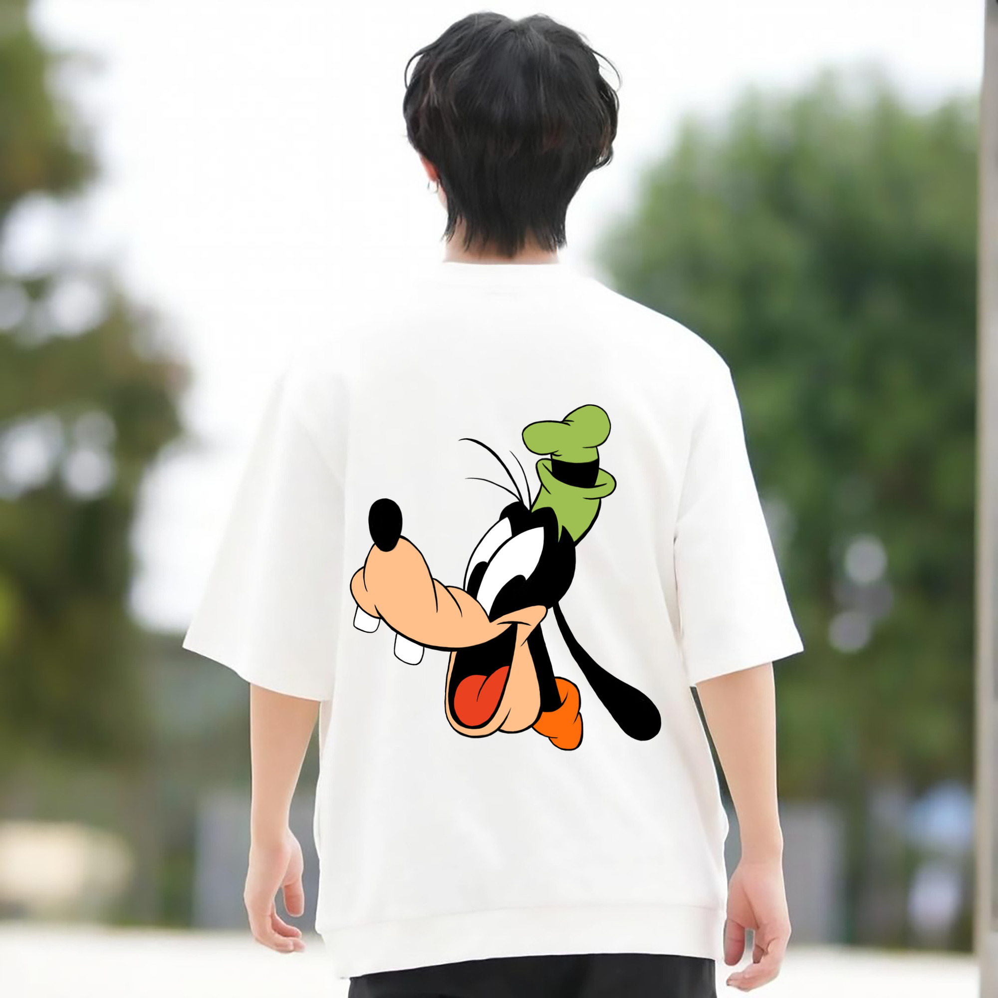 ミッキーマウス Mickey Mouse 綿100％ メンズ半袖Tシャツ（バックプリント） 通気性