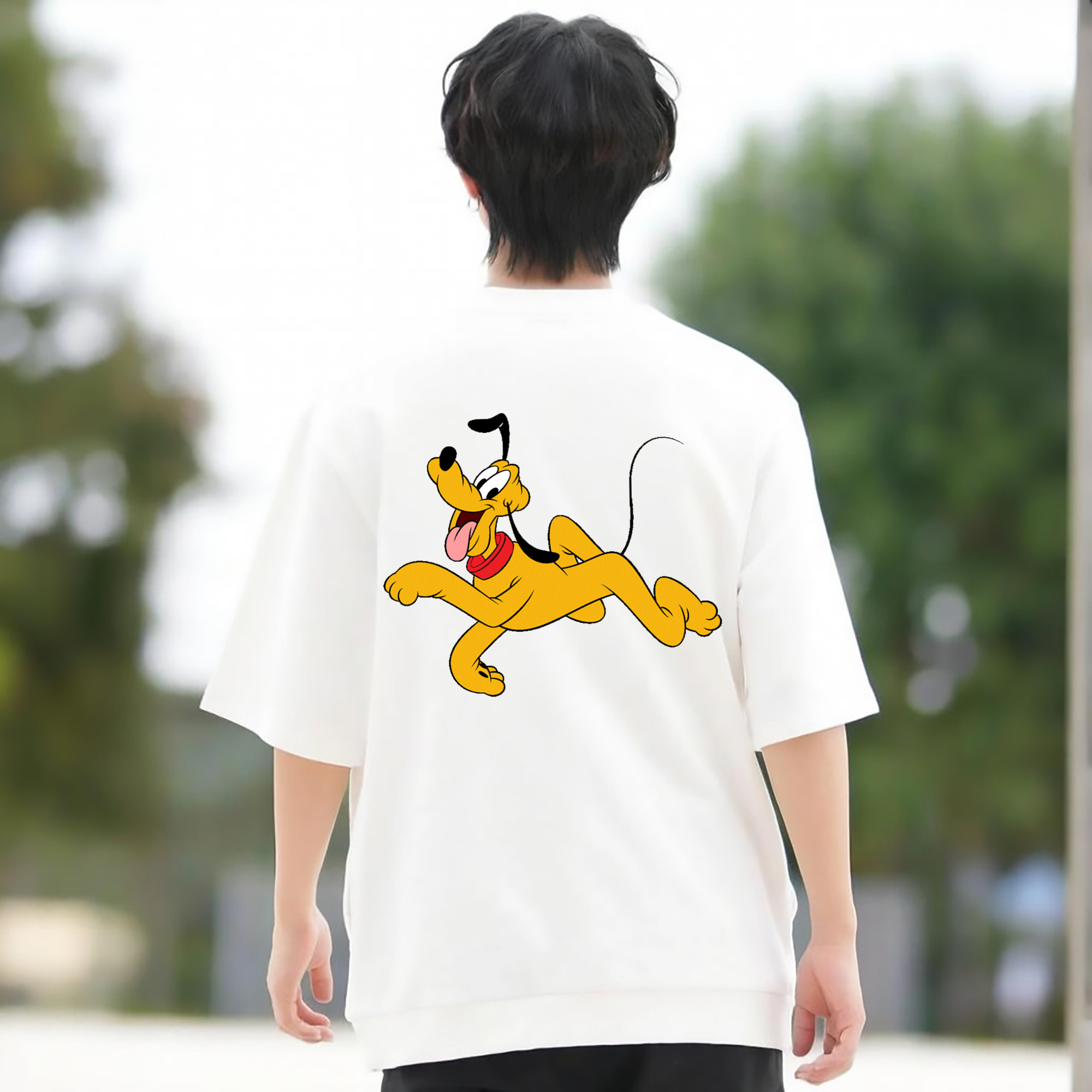 ミッキーマウス Mickey Mouse 綿100％ メンズ半袖Tシャツ（バックプリント） 通気性