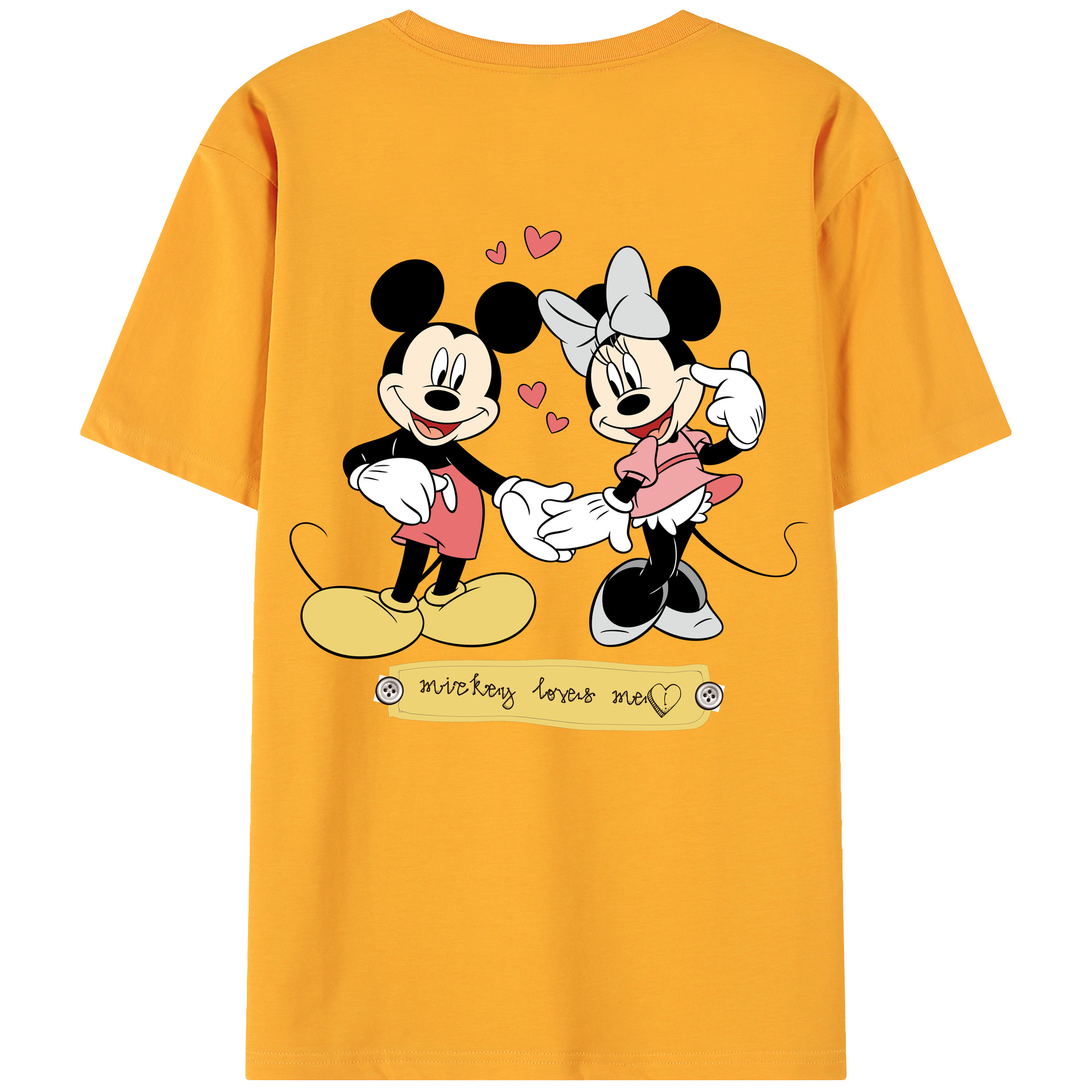 ミッキーマウス Mickey Mouse 綿100％ メンズ半袖Tシャツ（バックプリント） 通気性