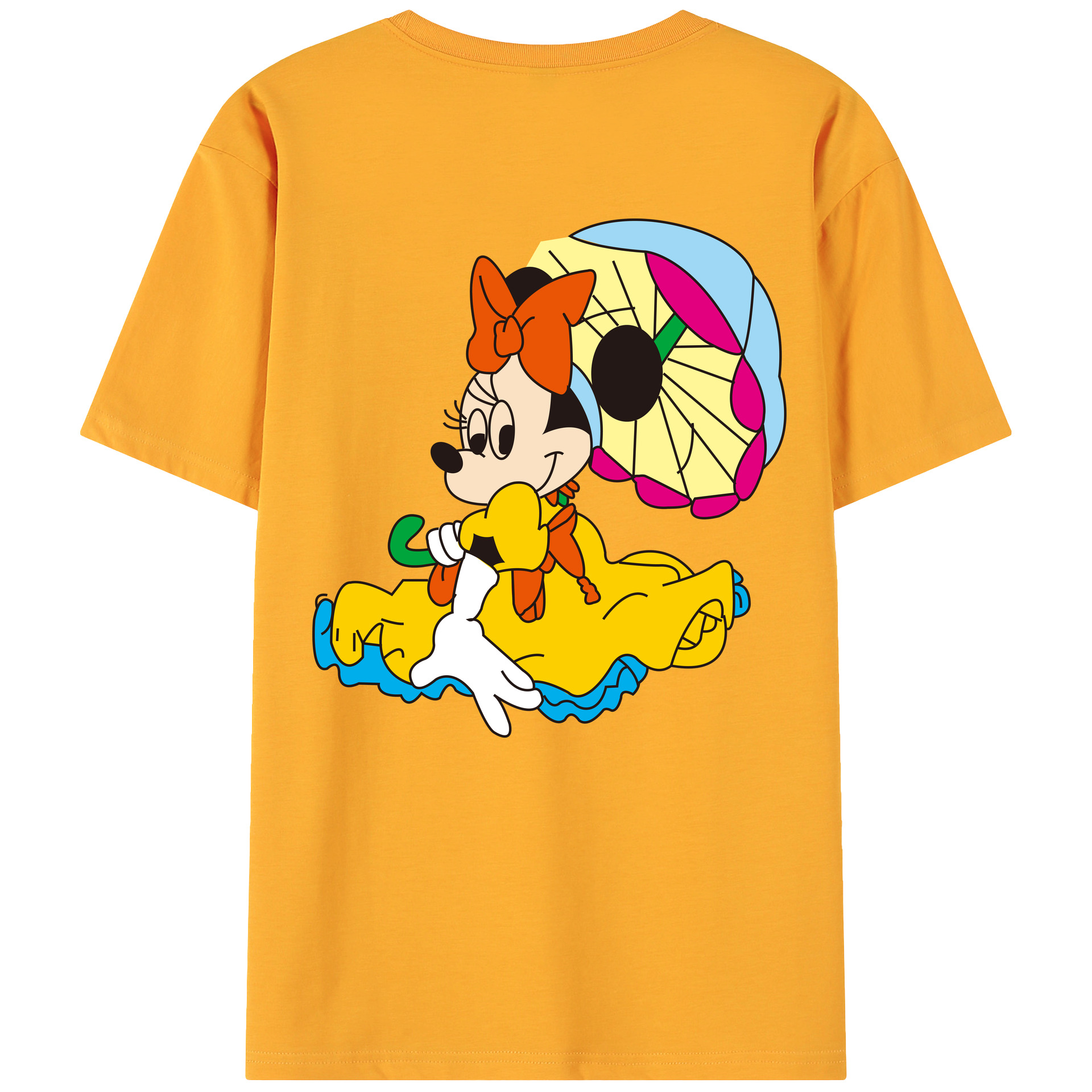 ミッキーマウス Mickey Mouse 綿100％ メンズ半袖Tシャツ（バックプリント） 通気性