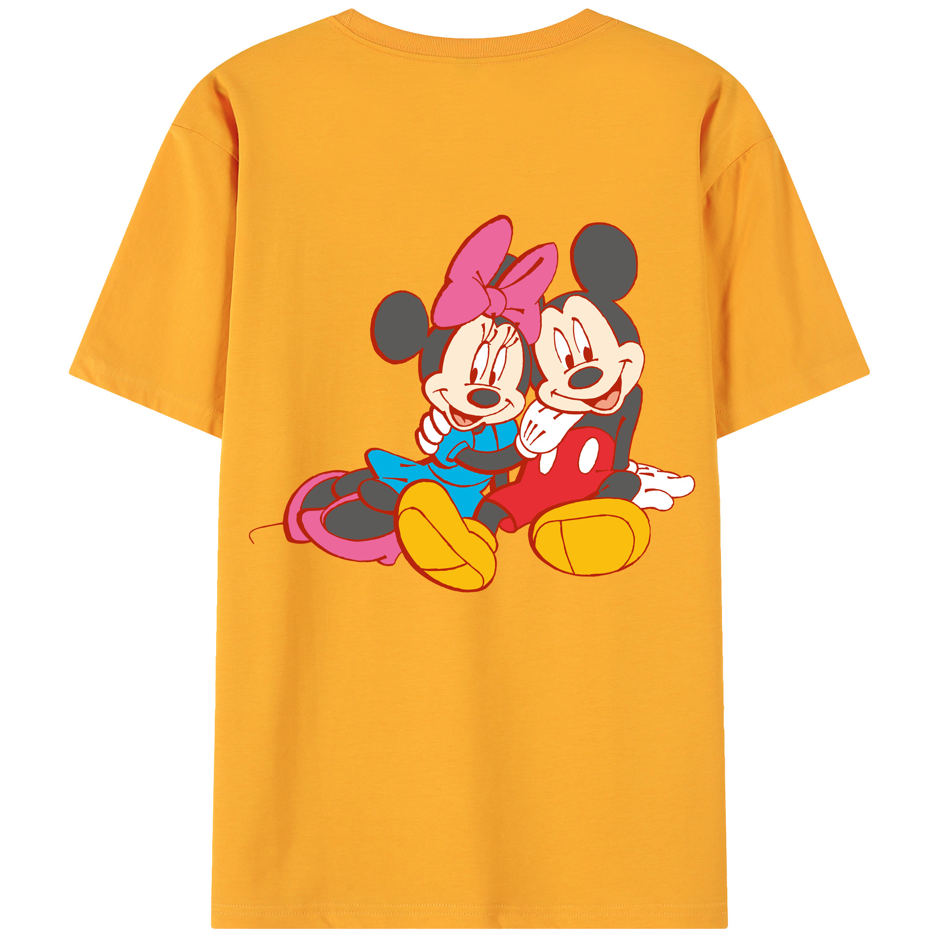 ミッキーマウス Mickey Mouse 綿100％ メンズ半袖Tシャツ（バックプリント） 通気性