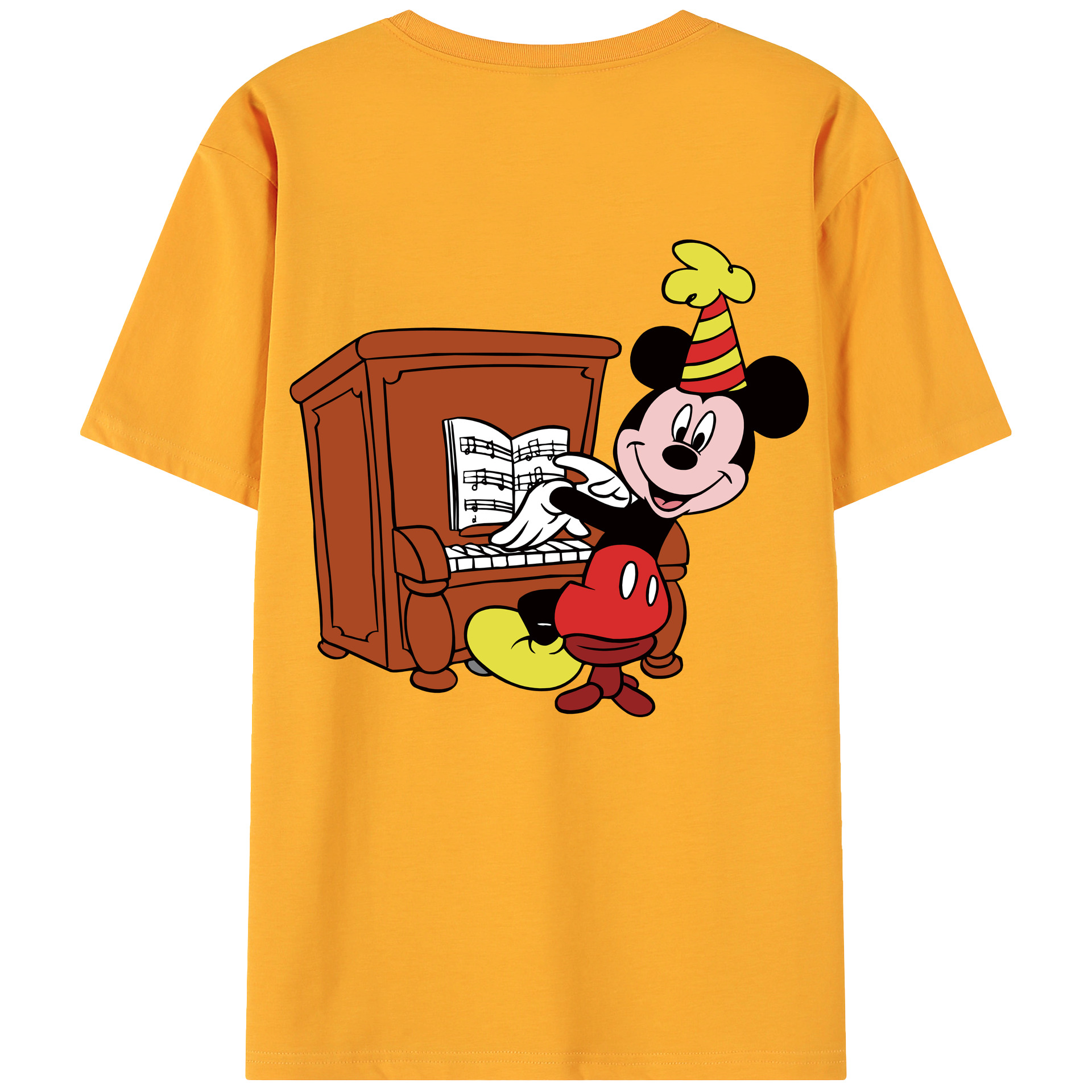 ミッキーマウス Mickey Mouse 綿100％ メンズ半袖Tシャツ（バックプリント） 通気性