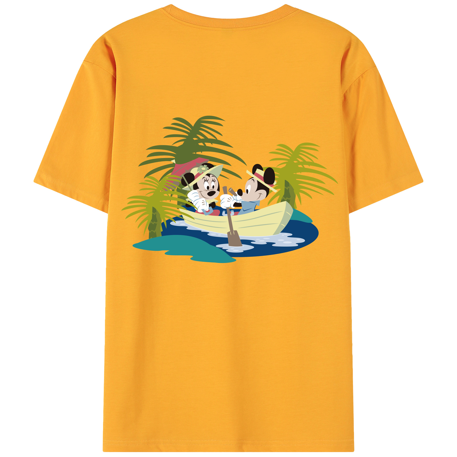 ミッキーマウス Mickey Mouse 綿100％ メンズ半袖Tシャツ（バックプリント） 通気性