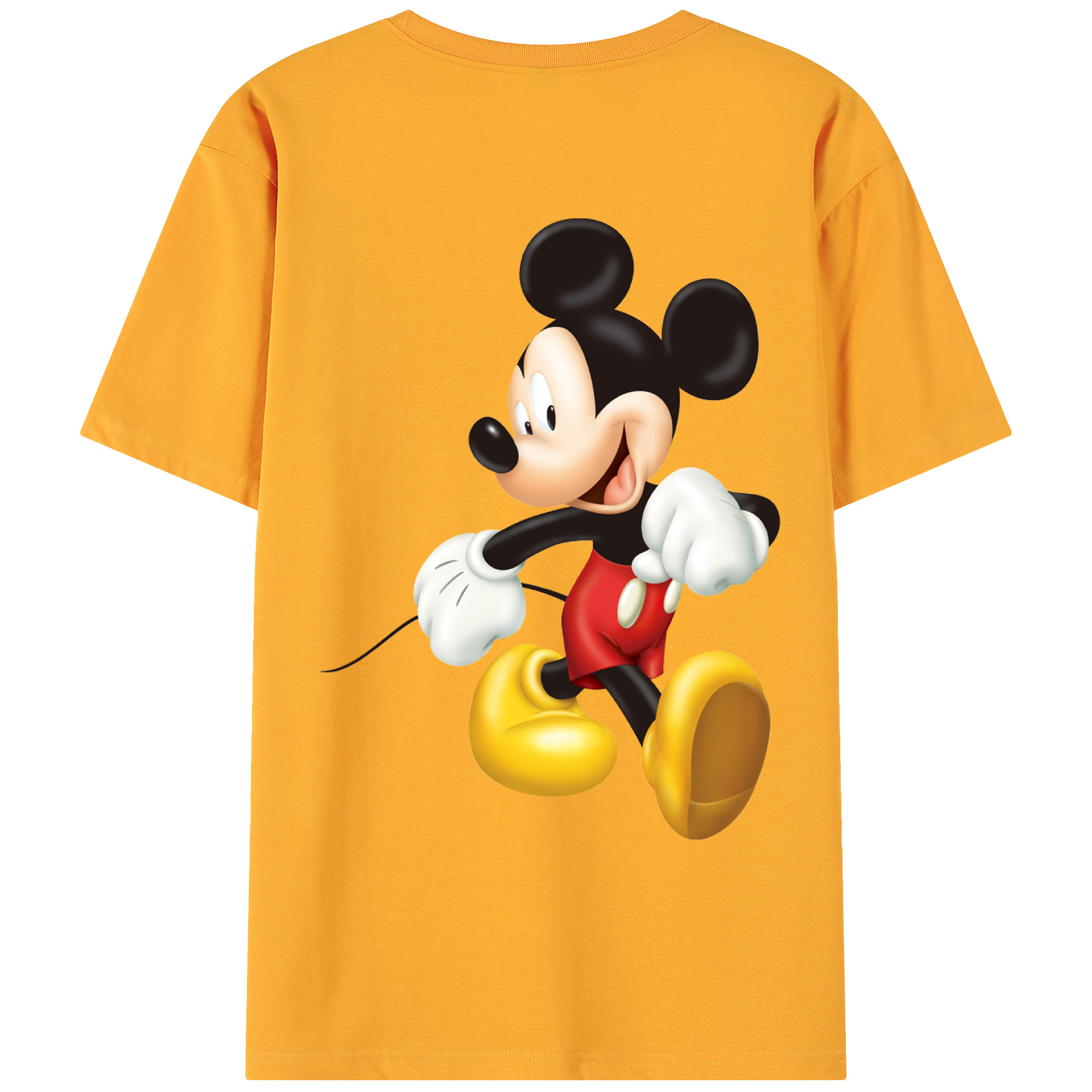 ミッキーマウス Mickey Mouse 綿100％ メンズ半袖Tシャツ（バックプリント） 通気性
