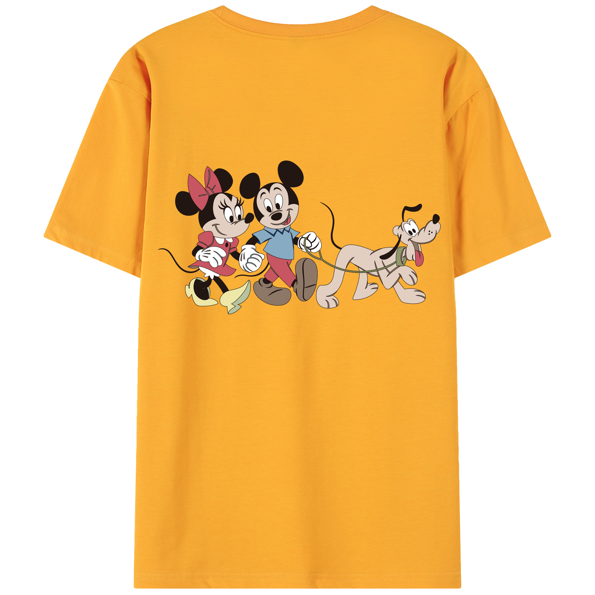 ミッキーマウス Mickey Mouse 綿100％ メンズ半袖Tシャツ（バックプリント） 通気性