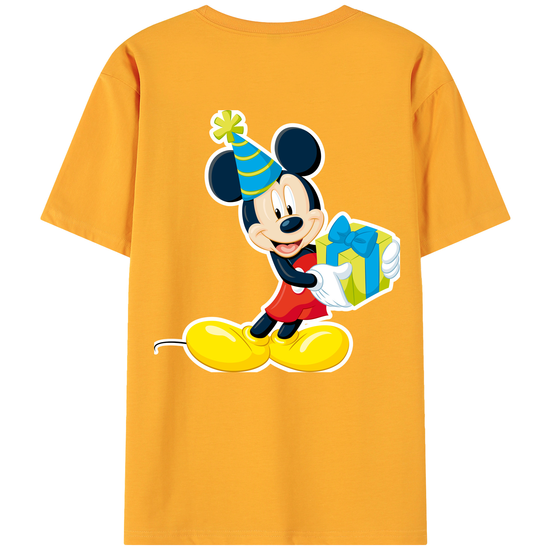 ミッキーマウス Mickey Mouse 綿100％ メンズ半袖Tシャツ（バックプリント） 通気性