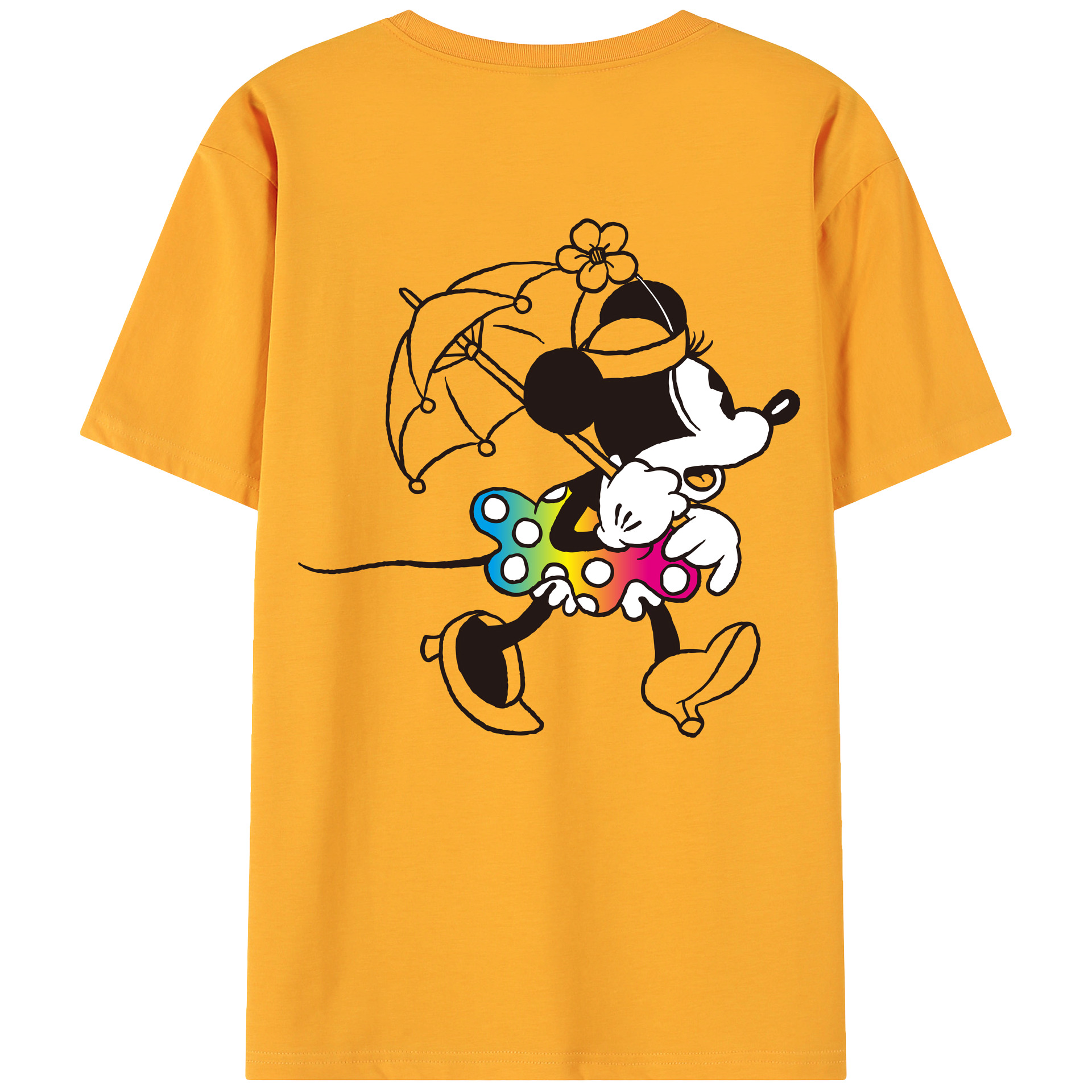 ミッキーマウス Mickey Mouse 綿100％ メンズ半袖Tシャツ（バックプリント） 通気性