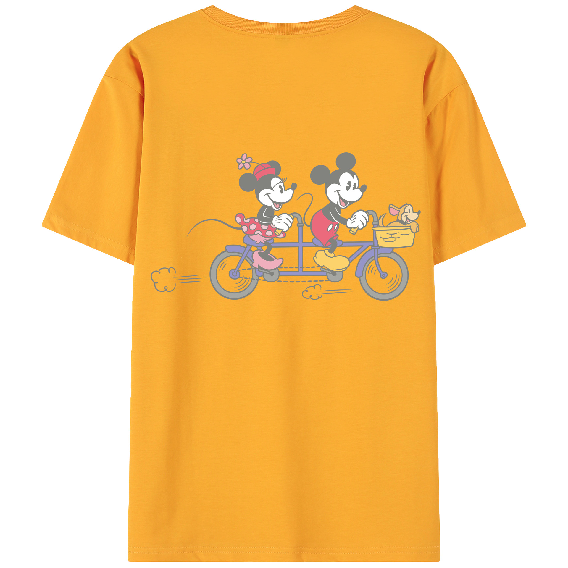 （画像用） ミッキーマウス Mickey Mouse 綿100％ メンズ半袖Tシャツ（バックプリント） 通気性