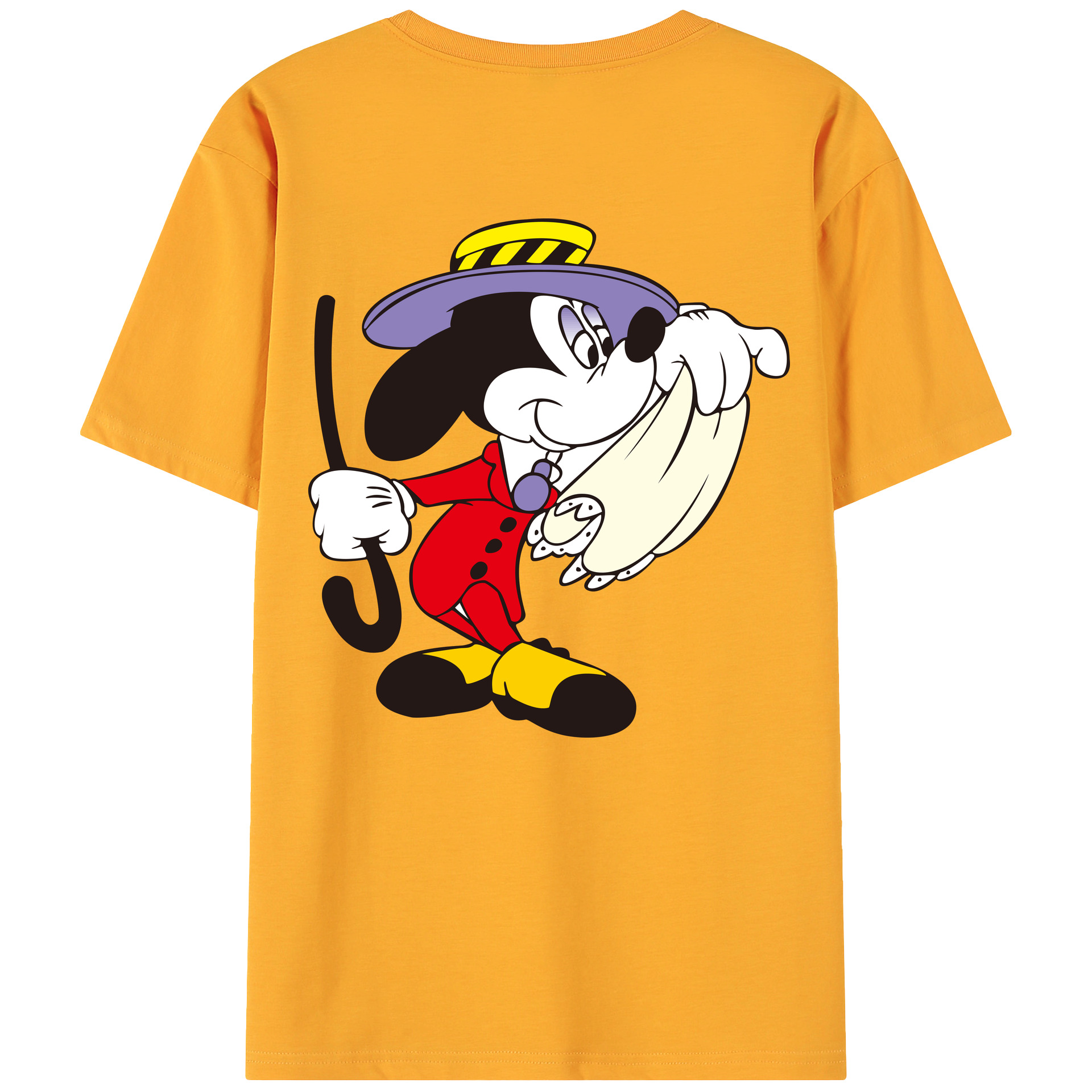ミッキーマウス Mickey Mouse 綿100％ メンズ半袖Tシャツ（バックプリント） 通気性