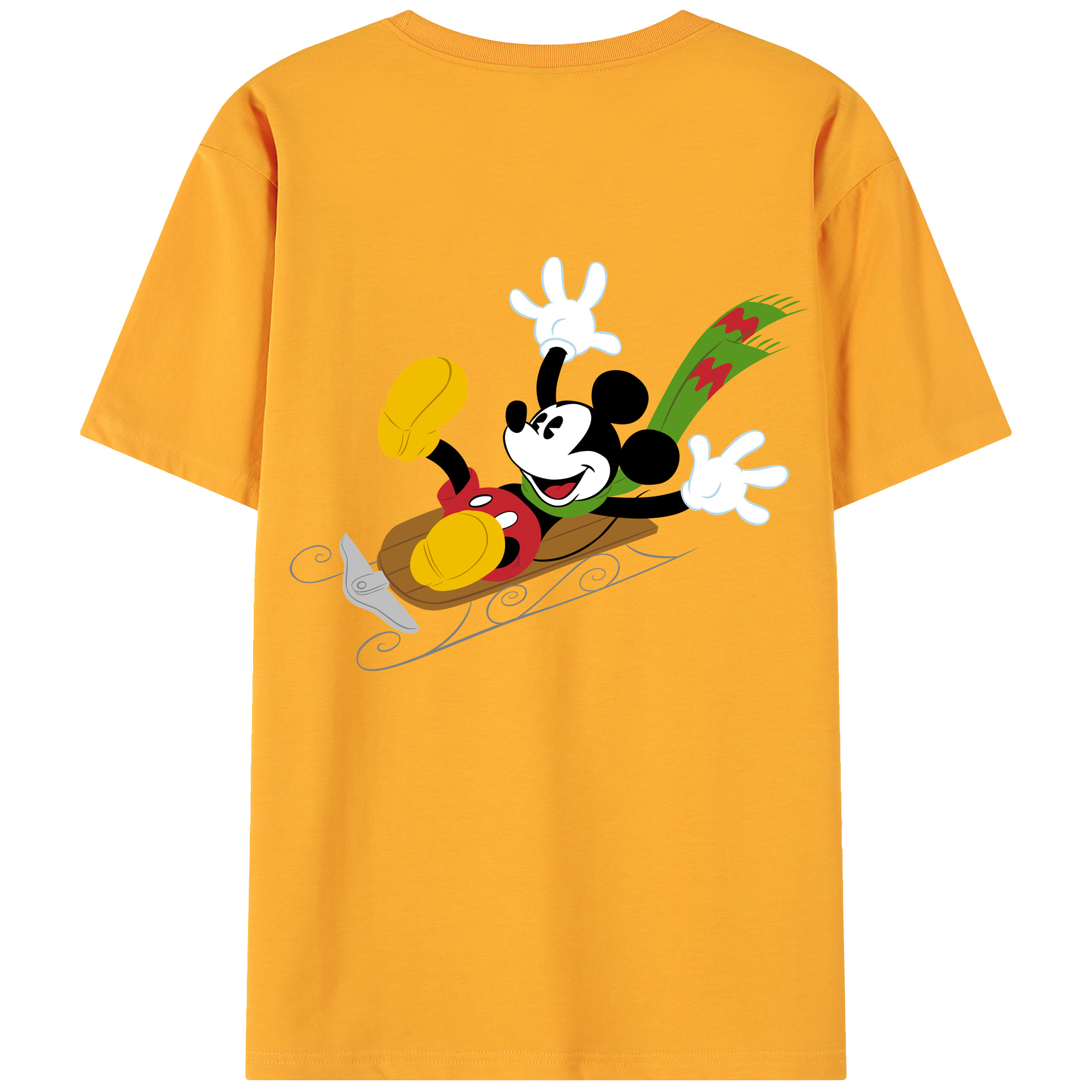 ミッキーマウス Mickey Mouse 綿100％ メンズ半袖Tシャツ（バックプリント） 通気性