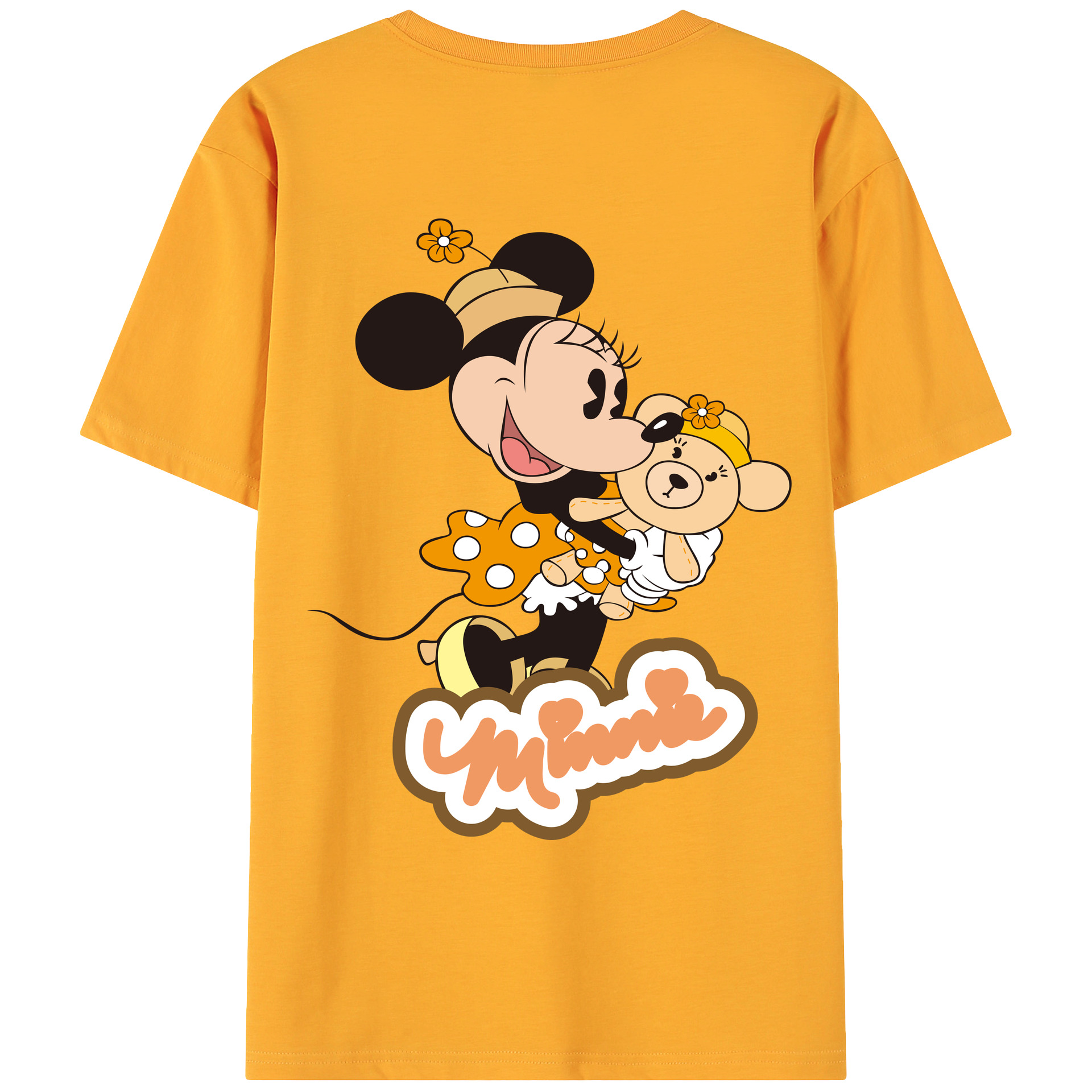 ミッキーマウス Mickey Mouse 綿100％ メンズ半袖Tシャツ（バックプリント） 通気性
