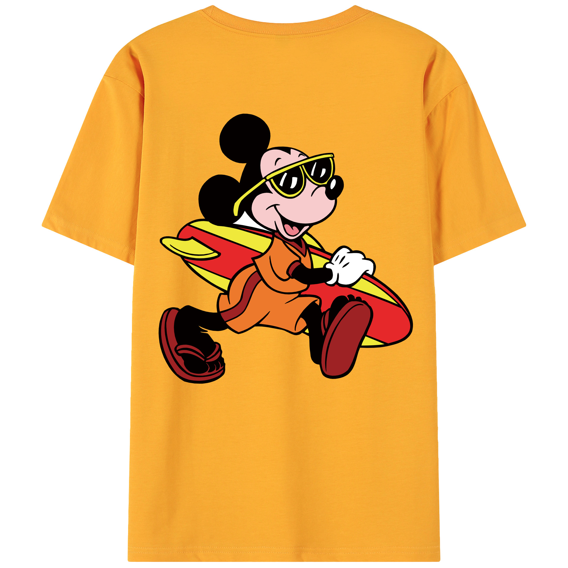 ミッキーマウス Mickey Mouse 綿100％ メンズ半袖Tシャツ（バックプリント） 通気性
