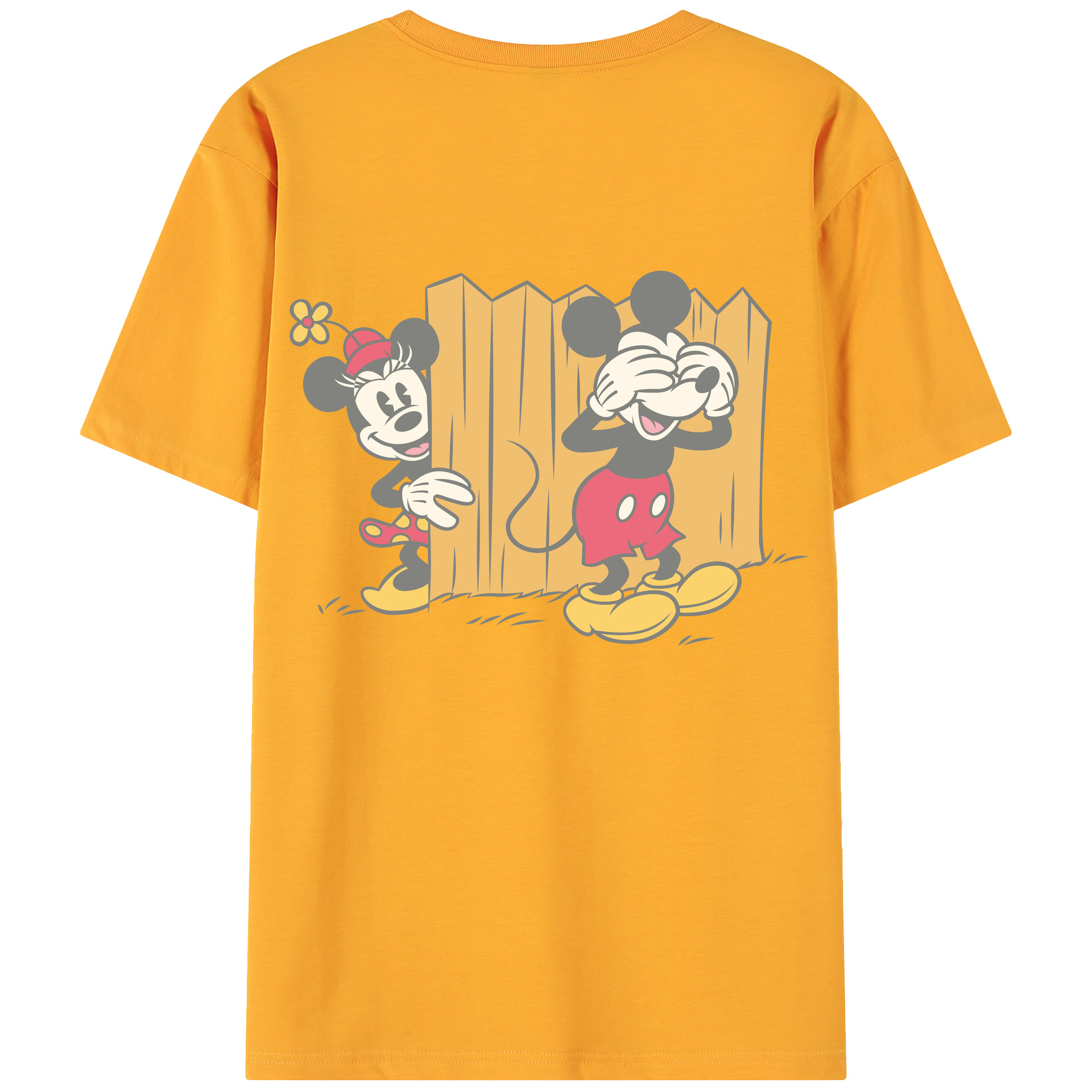 ミッキーマウス Mickey Mouse 綿100％ メンズ半袖Tシャツ（バックプリント） 通気性