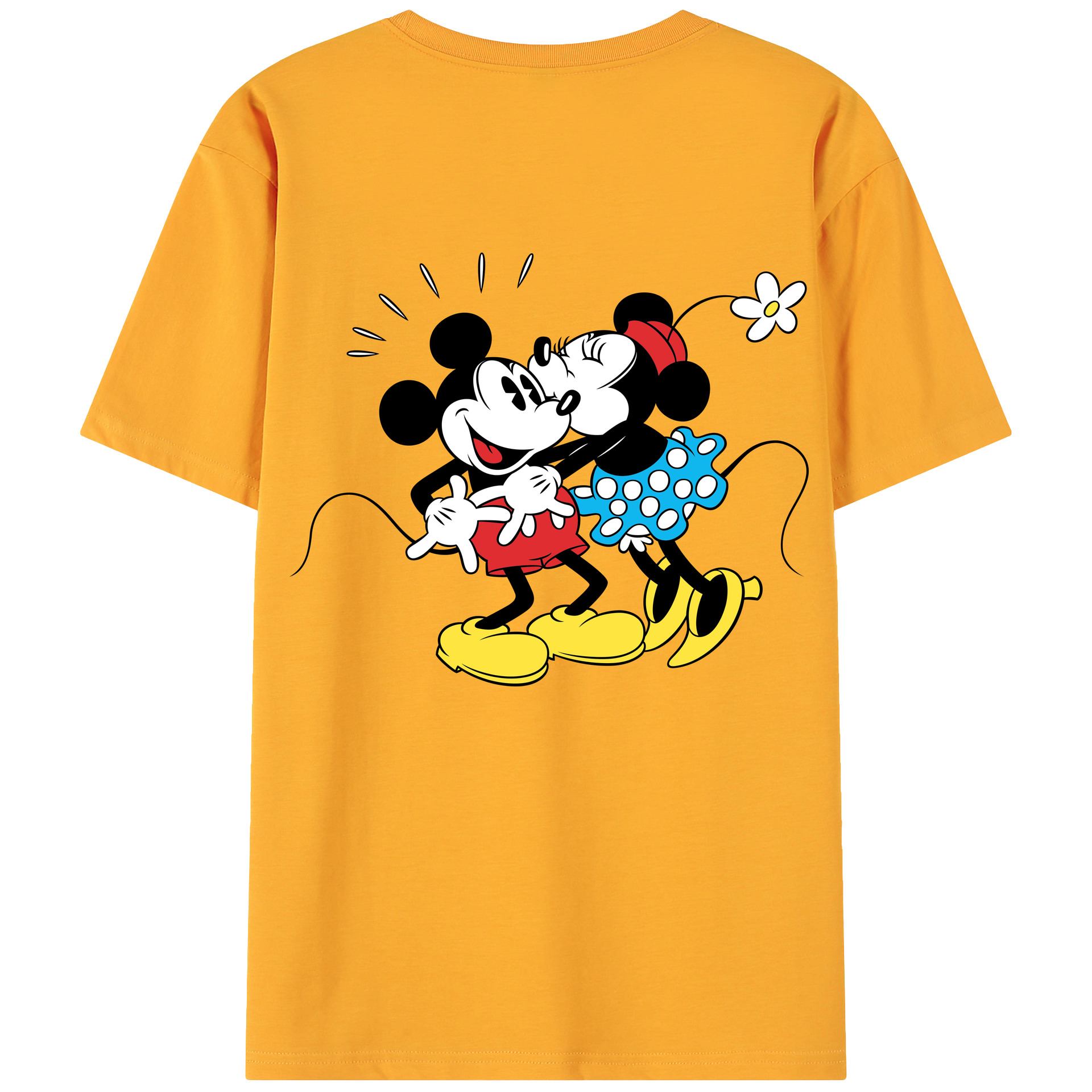 ミッキーマウス Mickey Mouse 綿100％ メンズ半袖Tシャツ（バックプリント） 通気性