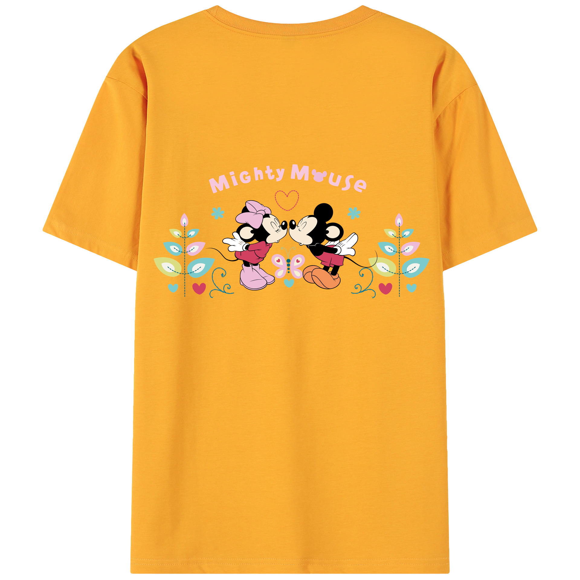 ミッキーマウス Mickey Mouse 綿100％ メンズ半袖Tシャツ（バックプリント） 通気性