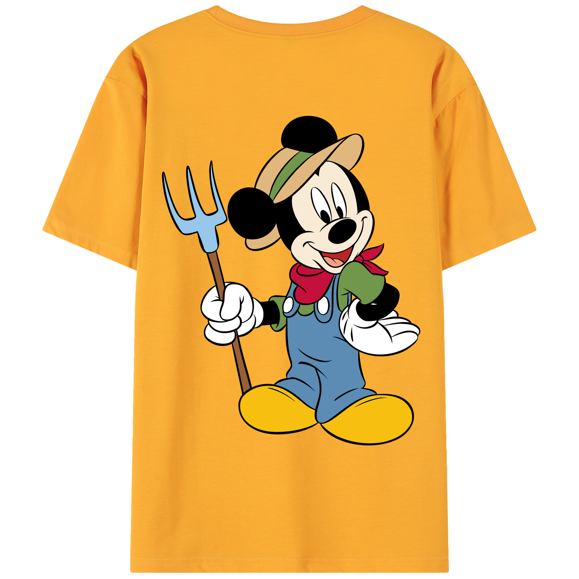 ミッキーマウス Mickey Mouse 綿100％ メンズ半袖Tシャツ（バックプリント） 通気性