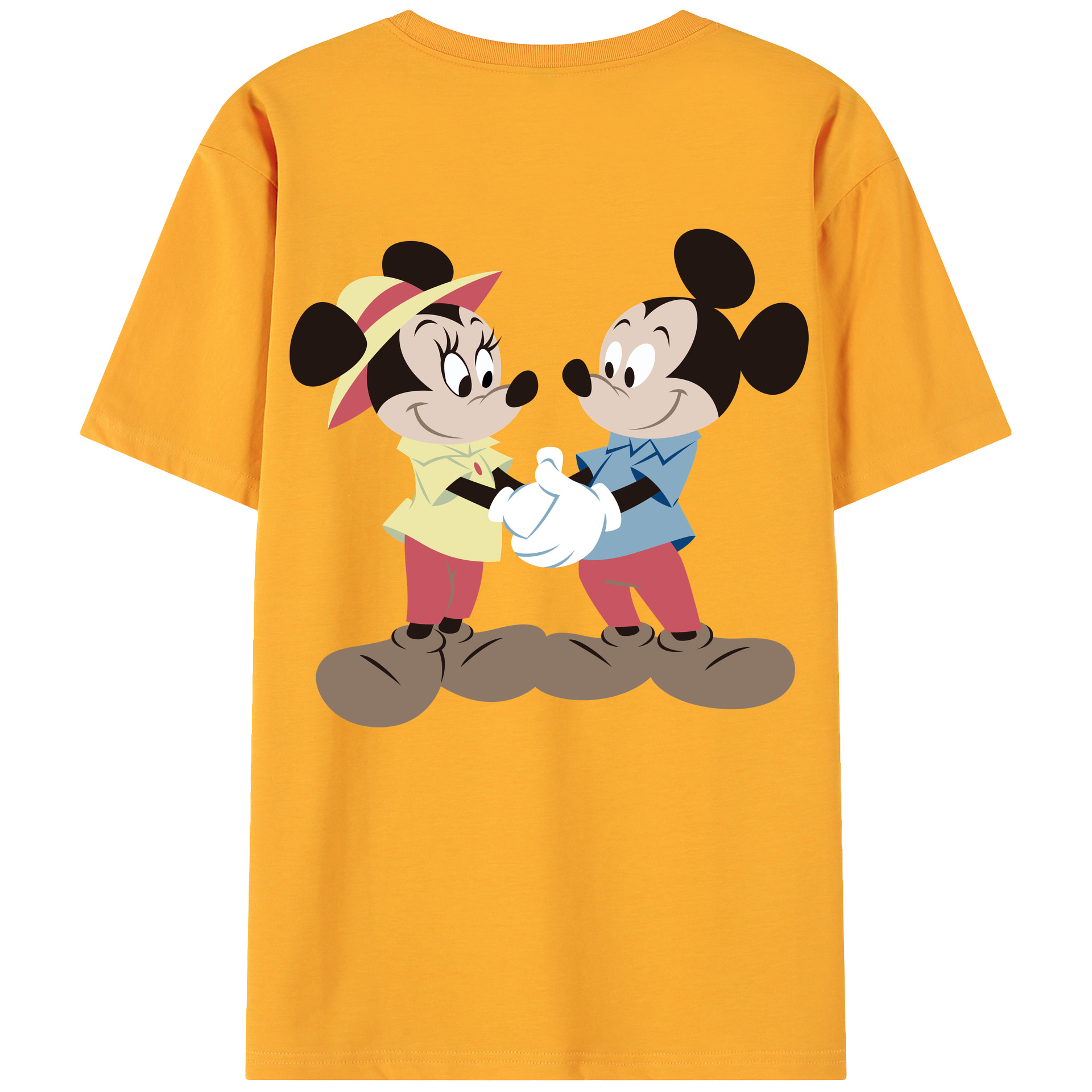 （画像用） ミッキーマウス Mickey Mouse 綿100％ メンズ半袖Tシャツ（バックプリント） 通気性