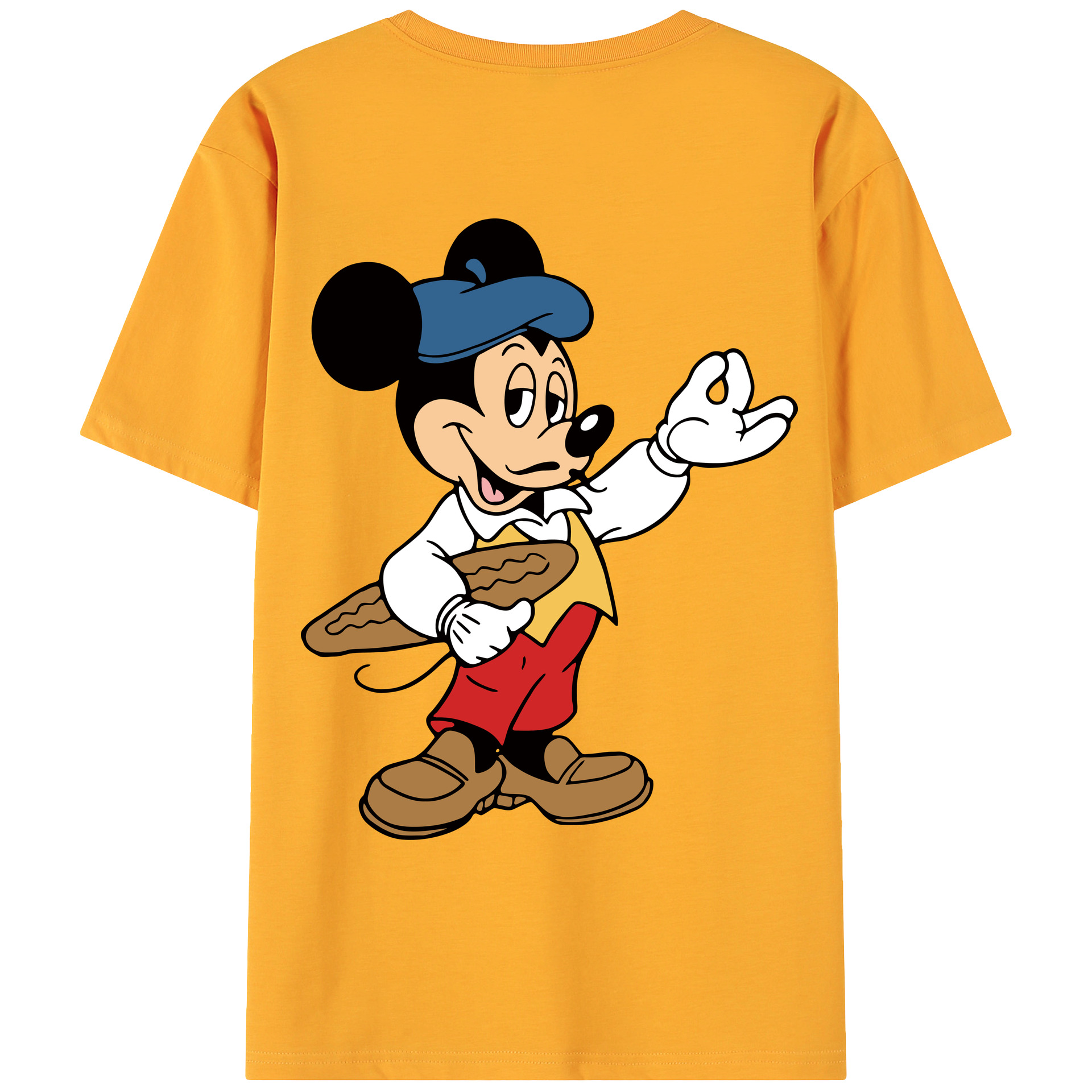 ミッキーマウス Mickey Mouse 綿100％ メンズ半袖Tシャツ（バックプリント） 通気性
