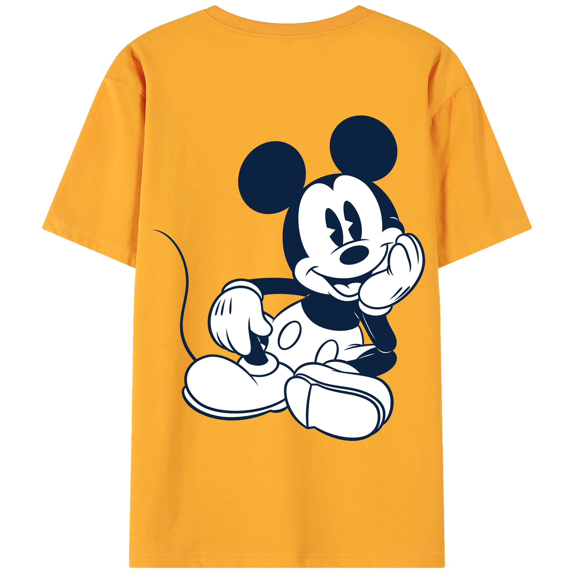 ミッキーマウス Mickey Mouse 綿100％ メンズ半袖Tシャツ（バックプリント） 通気性