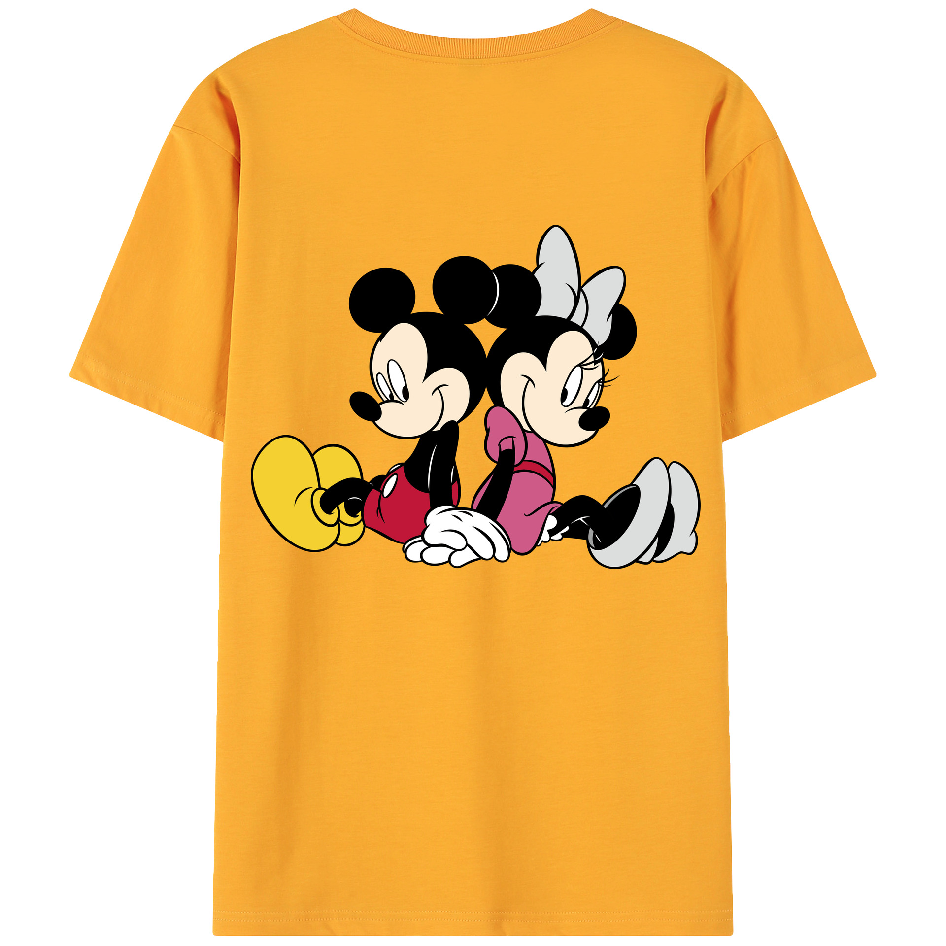 ミッキーマウス Mickey Mouse 綿100％ メンズ半袖Tシャツ（バックプリント） 通気性