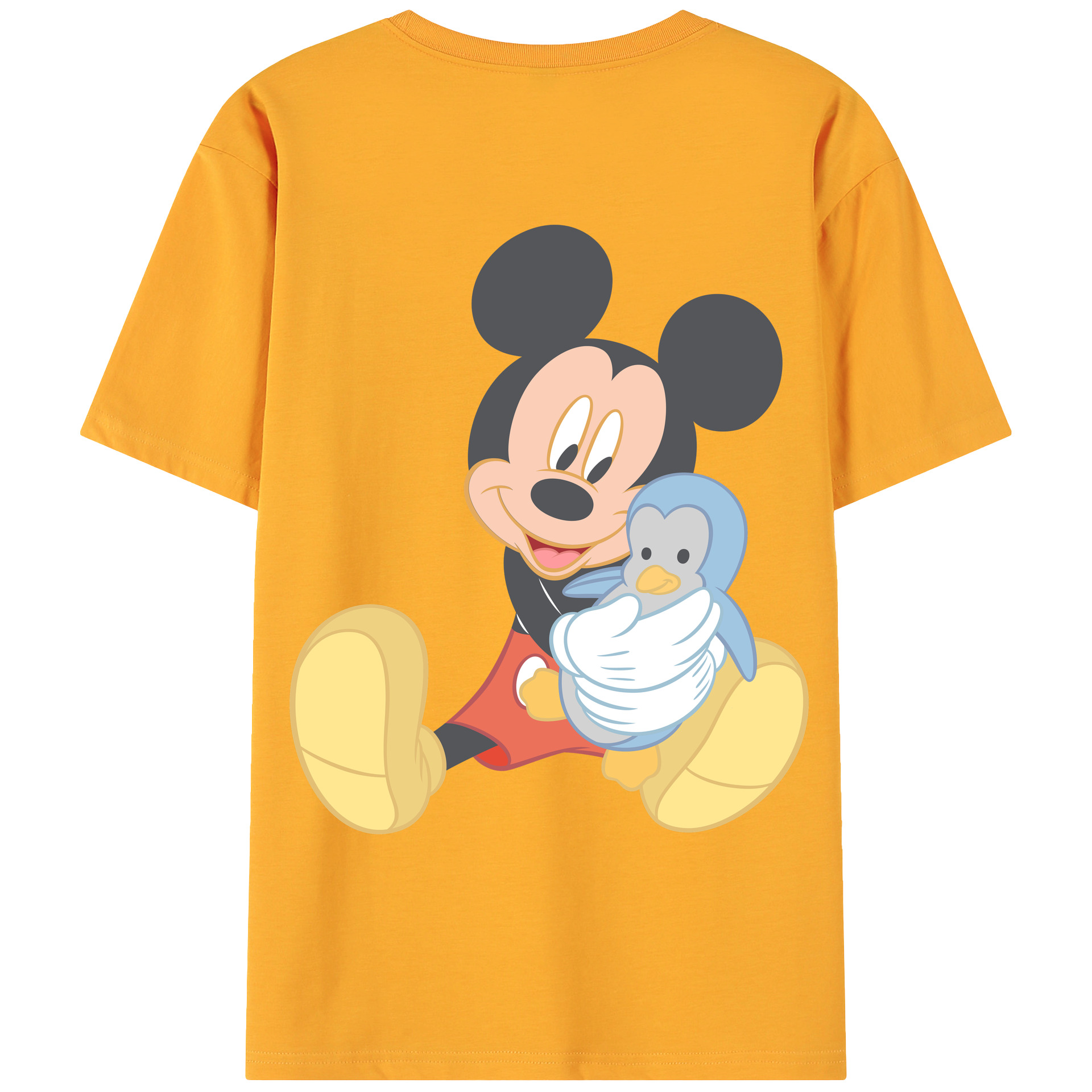 ミッキーマウス Mickey Mouse 綿100％ メンズ半袖Tシャツ（バックプリント） 通気性