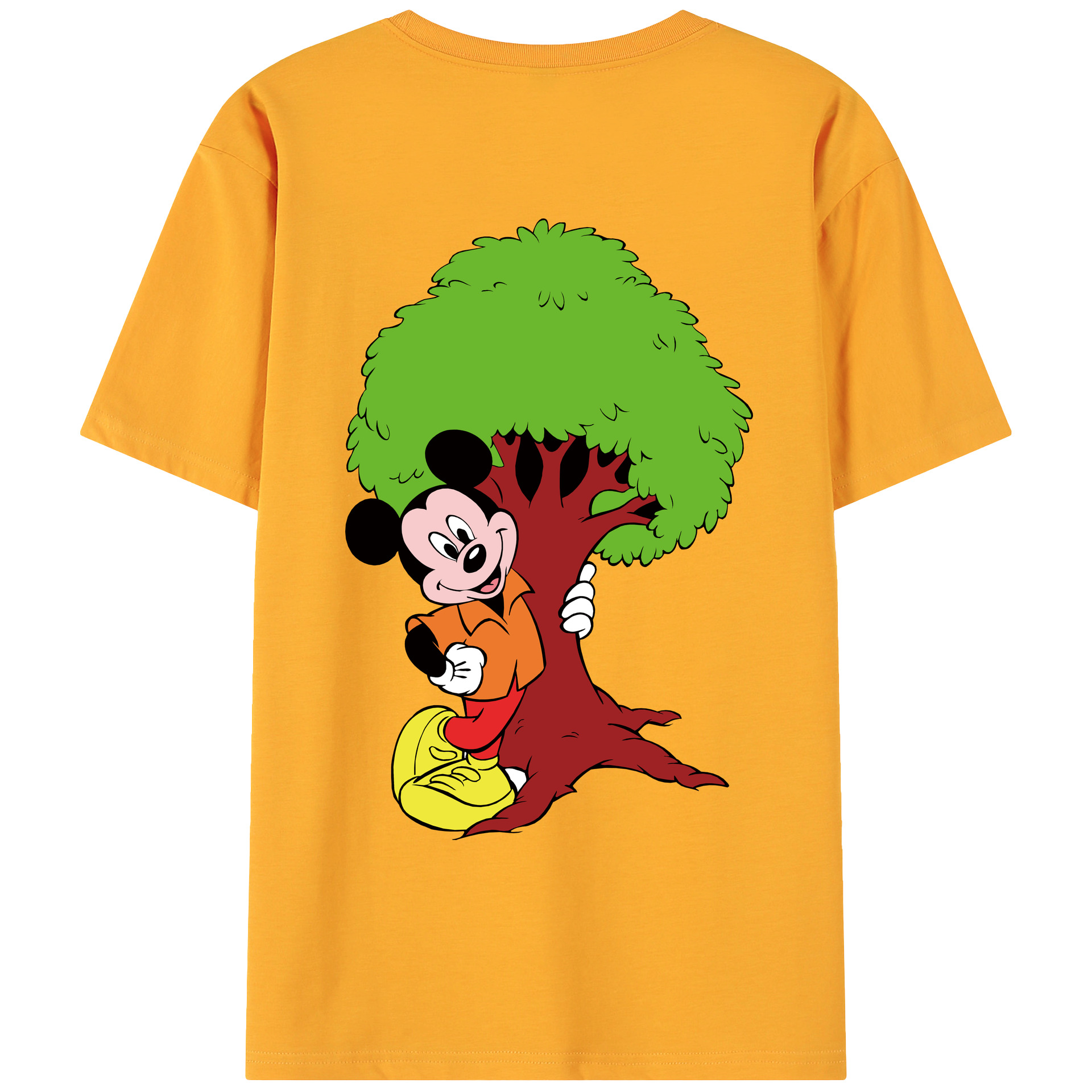 ミッキーマウス Mickey Mouse 綿100％ メンズ半袖Tシャツ（バックプリント） 通気性