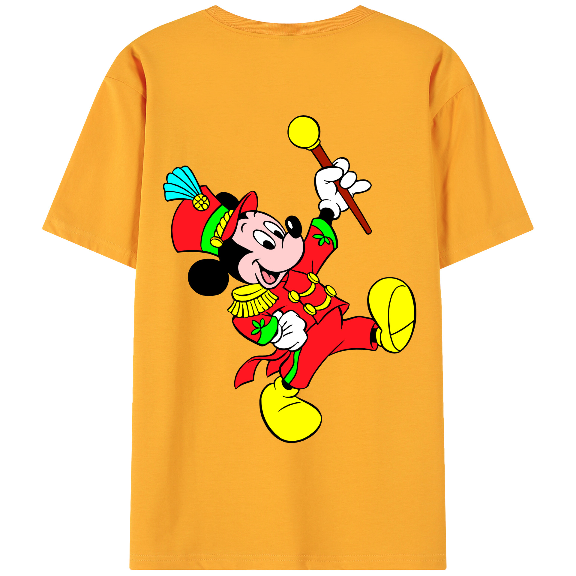 ミッキーマウス Mickey Mouse 綿100％ メンズ半袖Tシャツ（バックプリント） 通気性