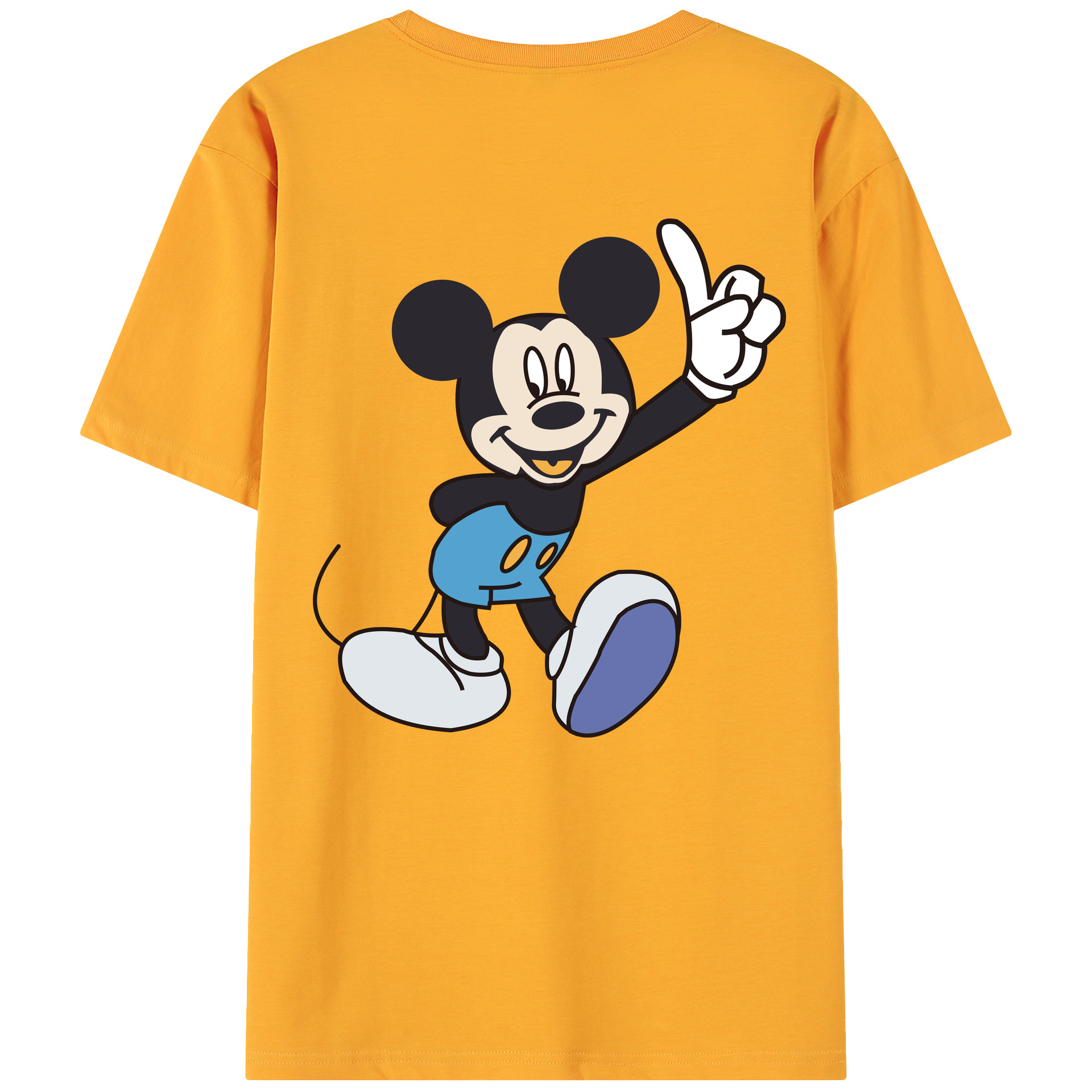 ミッキーマウス Mickey Mouse 綿100％ メンズ半袖Tシャツ（バックプリント） 通気性