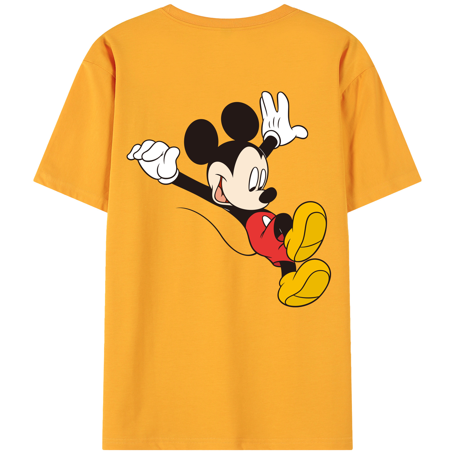 ミッキーマウス Mickey Mouse 綿100％ メンズ半袖Tシャツ（バックプリント） 通気性