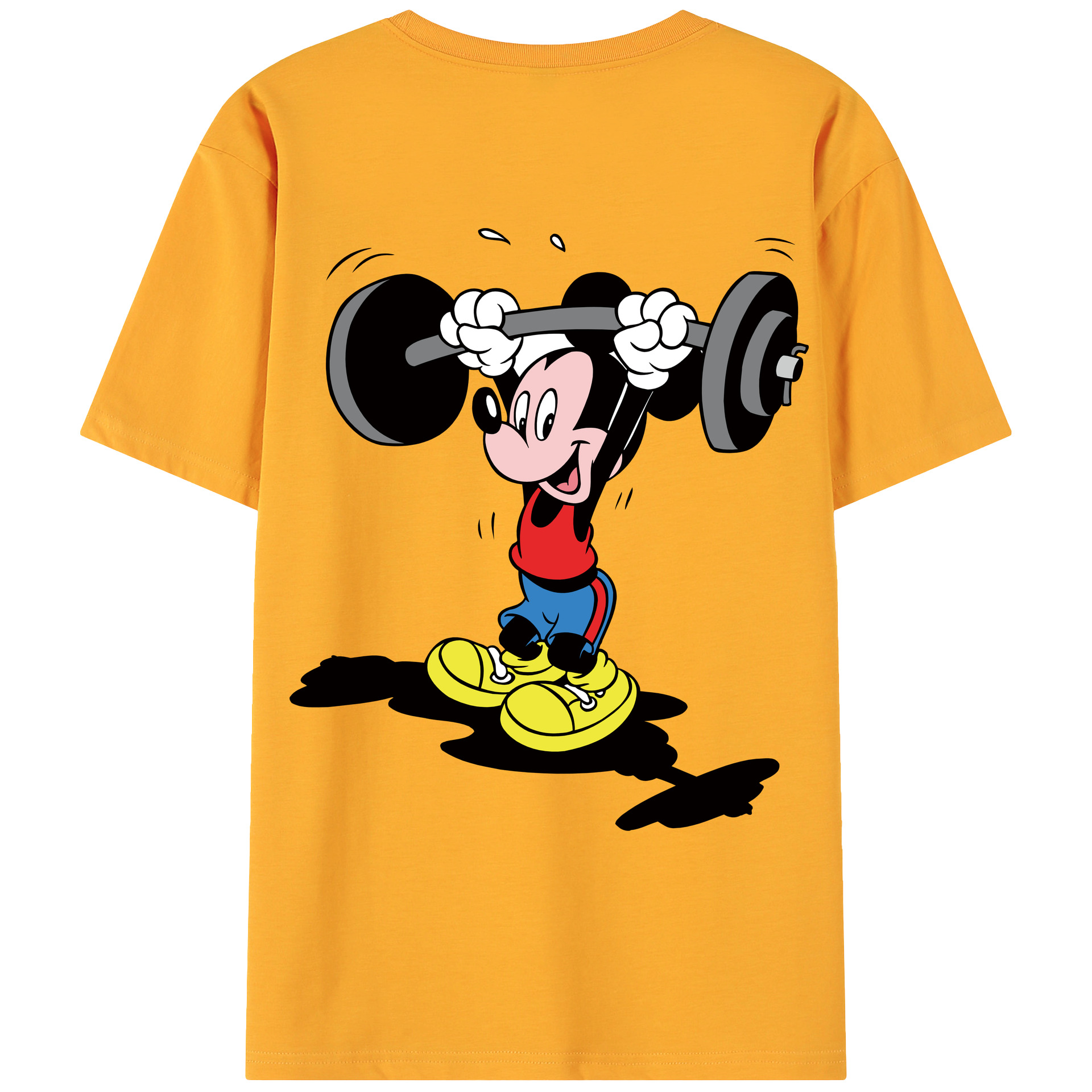 ミッキーマウス Mickey Mouse 綿100％ メンズ半袖Tシャツ（バックプリント） 通気性