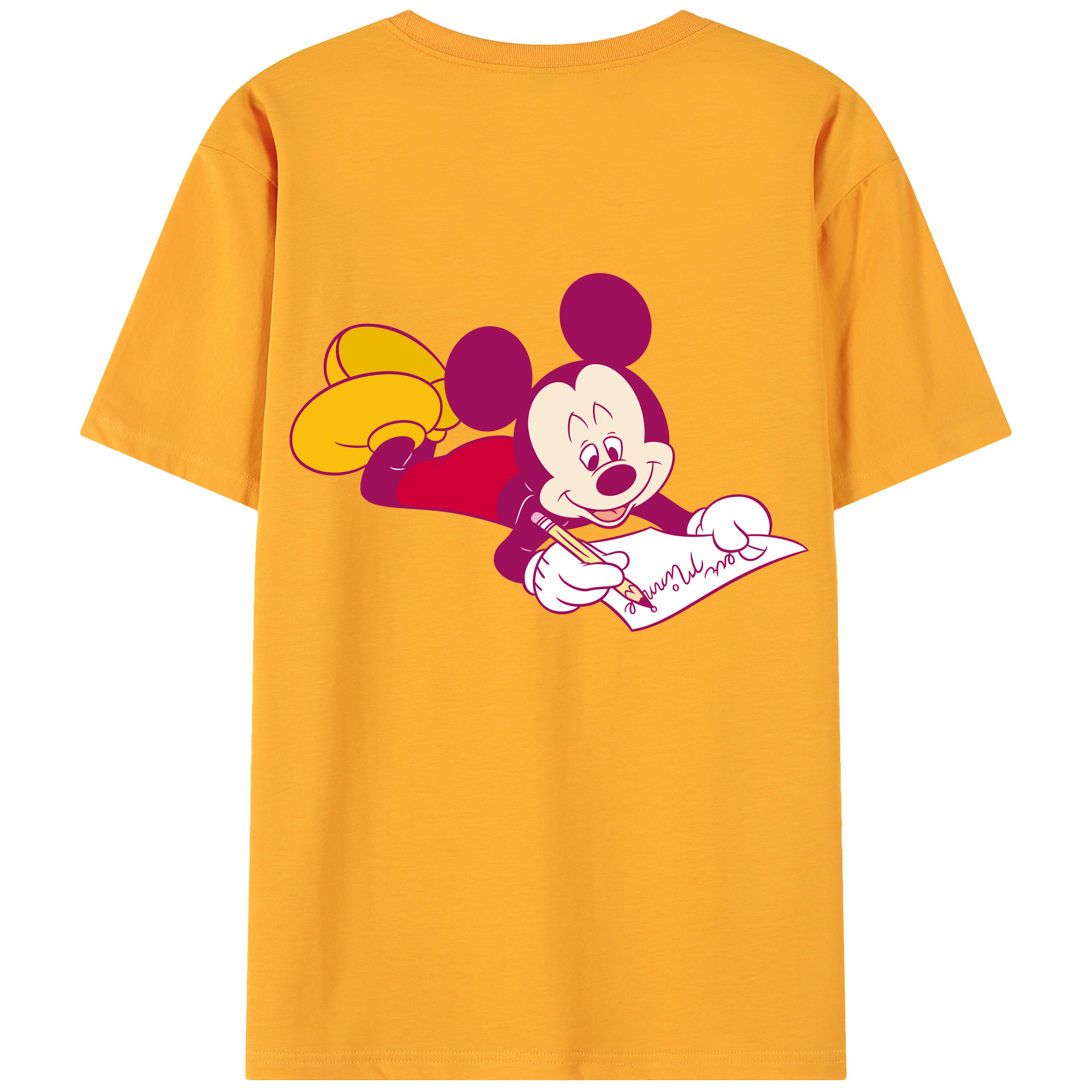 ミッキーマウス Mickey Mouse 綿100％ メンズ半袖Tシャツ（バックプリント） 通気性