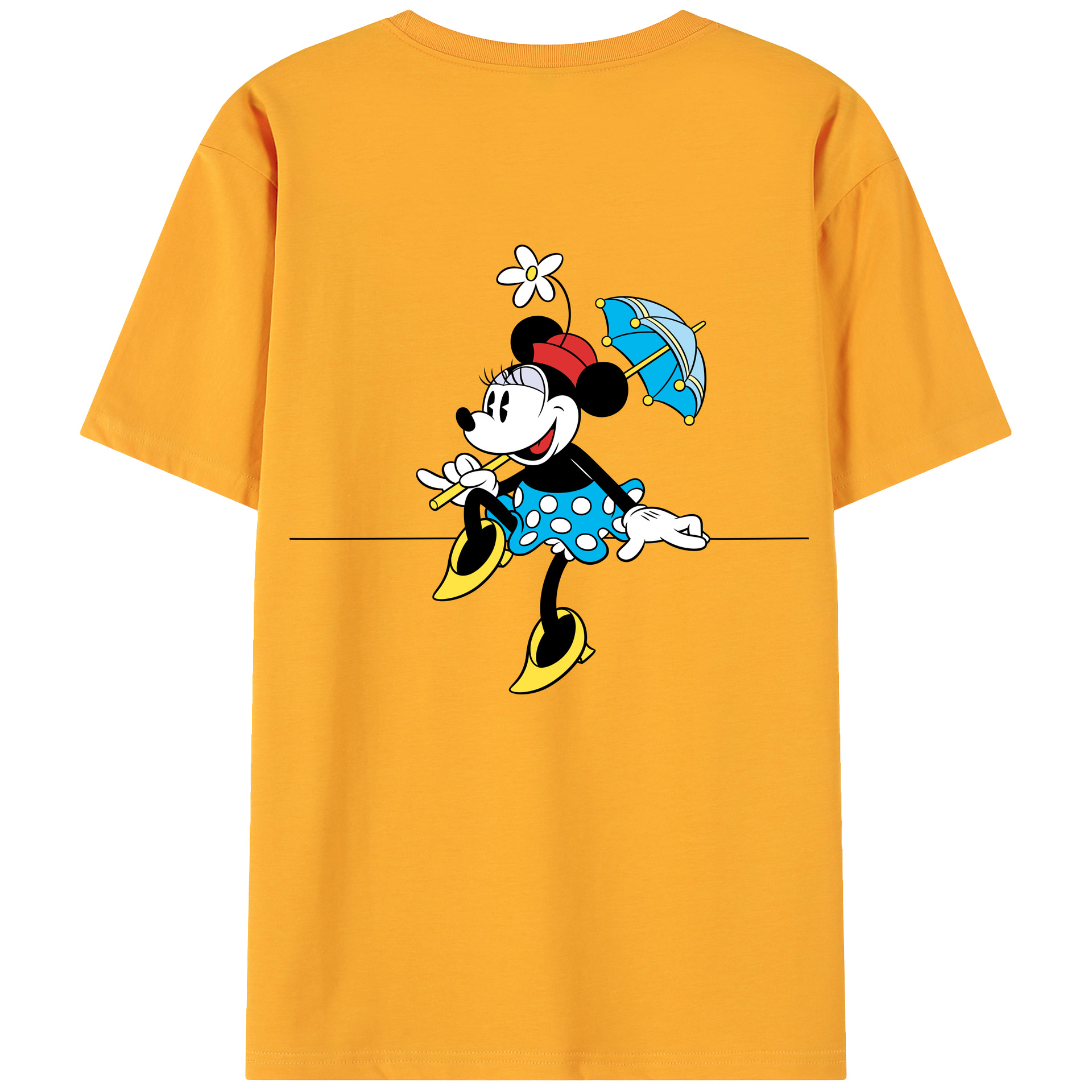 ミッキーマウス Mickey Mouse 綿100％ メンズ半袖Tシャツ（バックプリント） 通気性