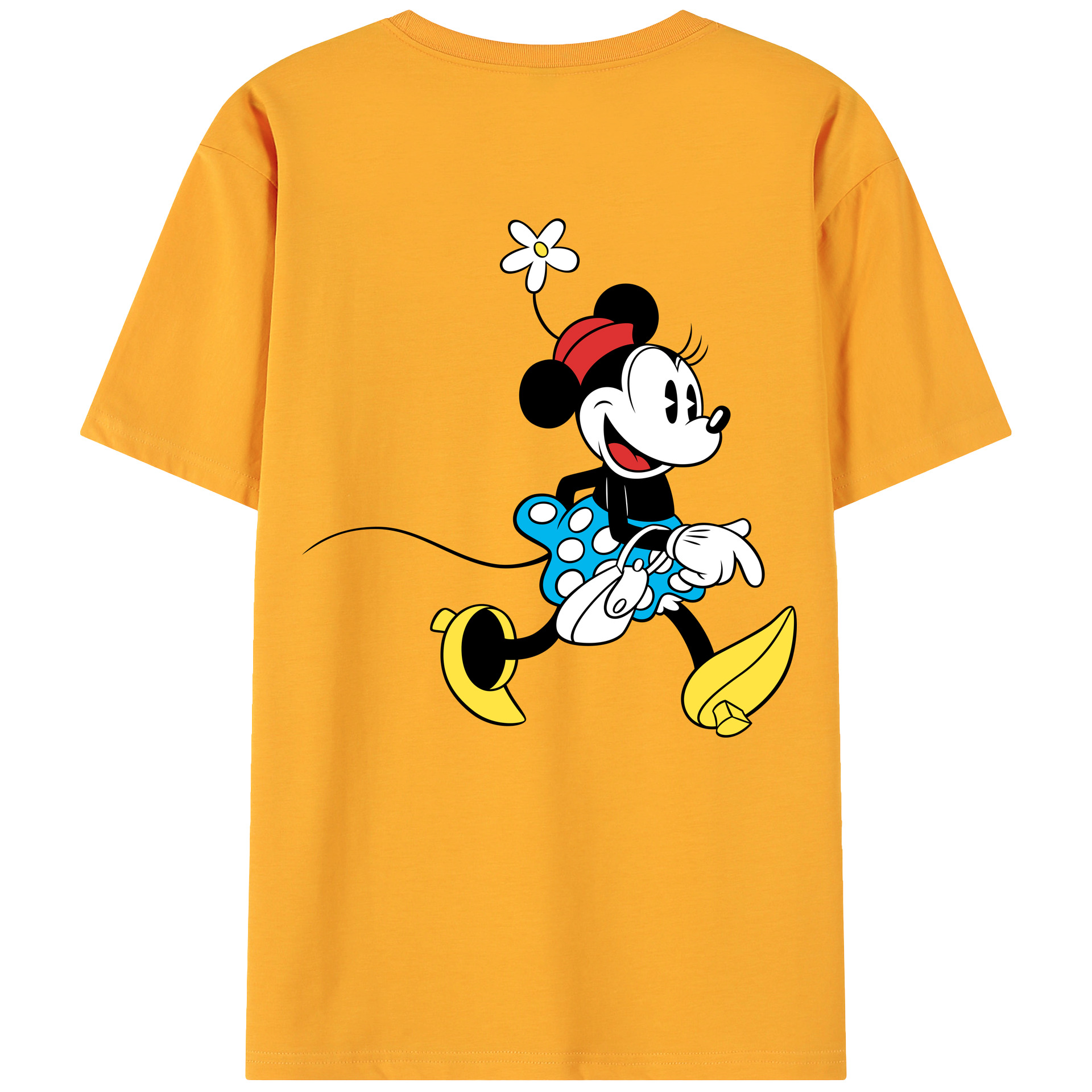 ミッキーマウス Mickey Mouse 綿100％ メンズ半袖Tシャツ（バックプリント） 通気性