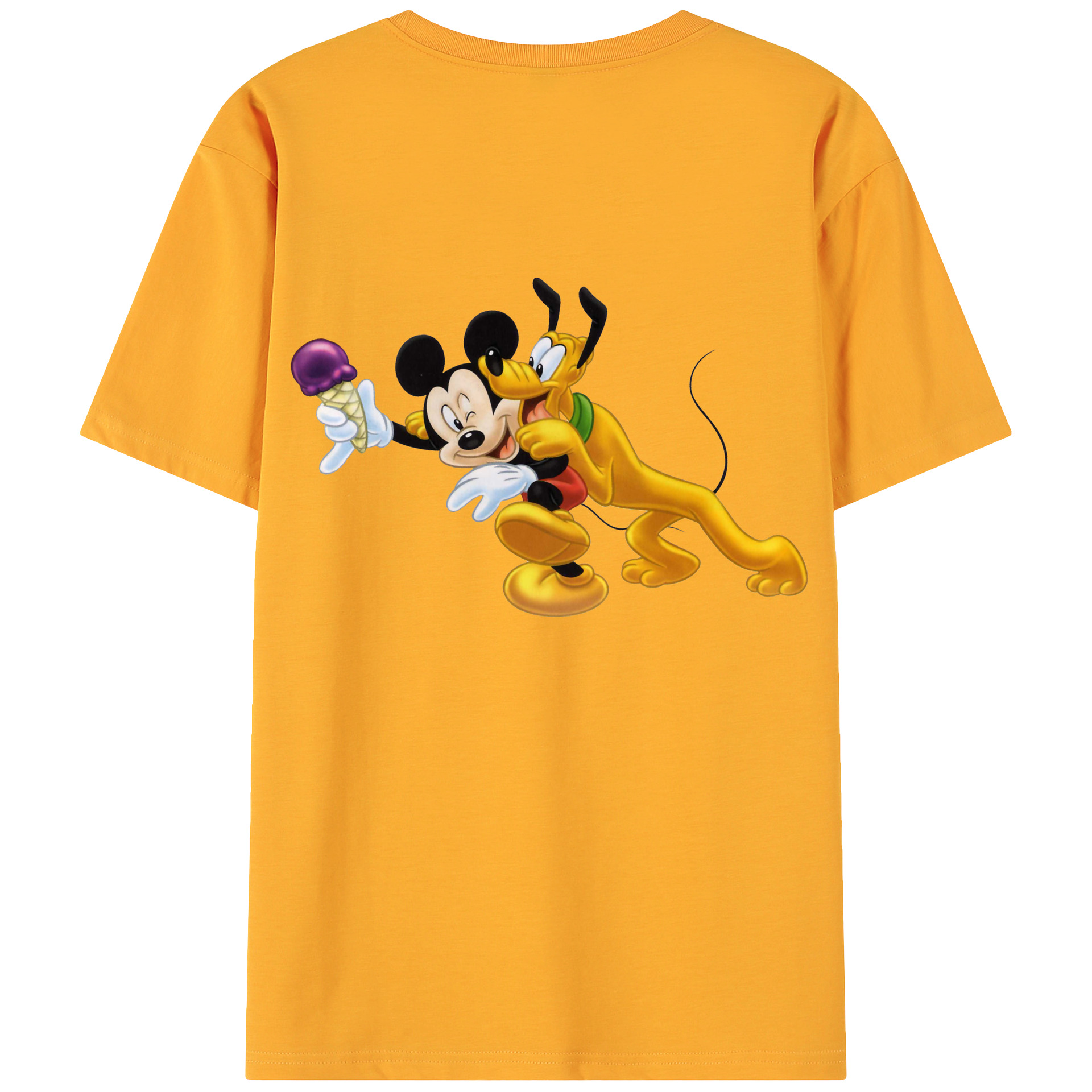 ミッキーマウス Mickey Mouse 綿100％ メンズ半袖Tシャツ（バックプリント） 通気性