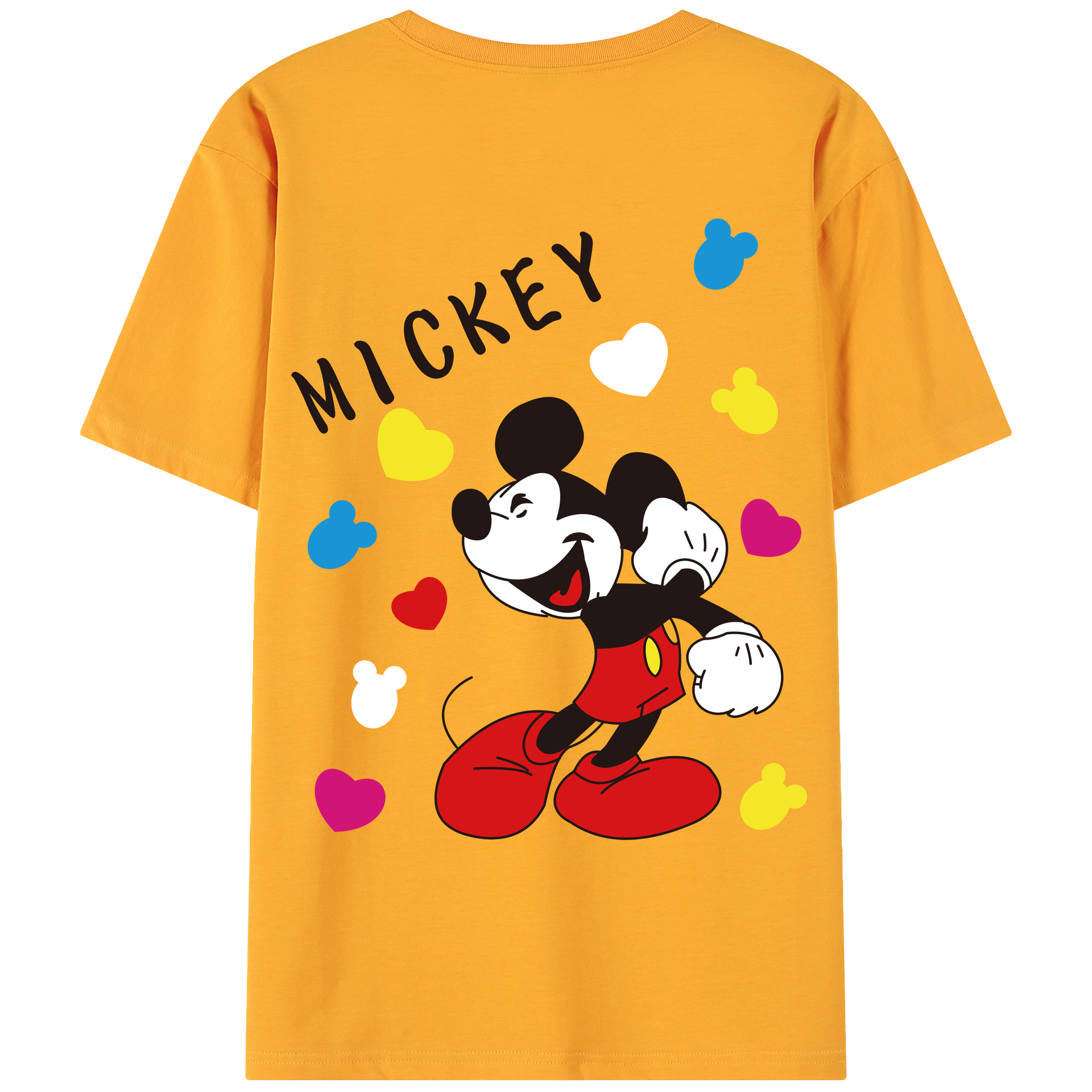 ミッキーマウス Mickey Mouse 綿100％ メンズ半袖Tシャツ（バックプリント） 通気性