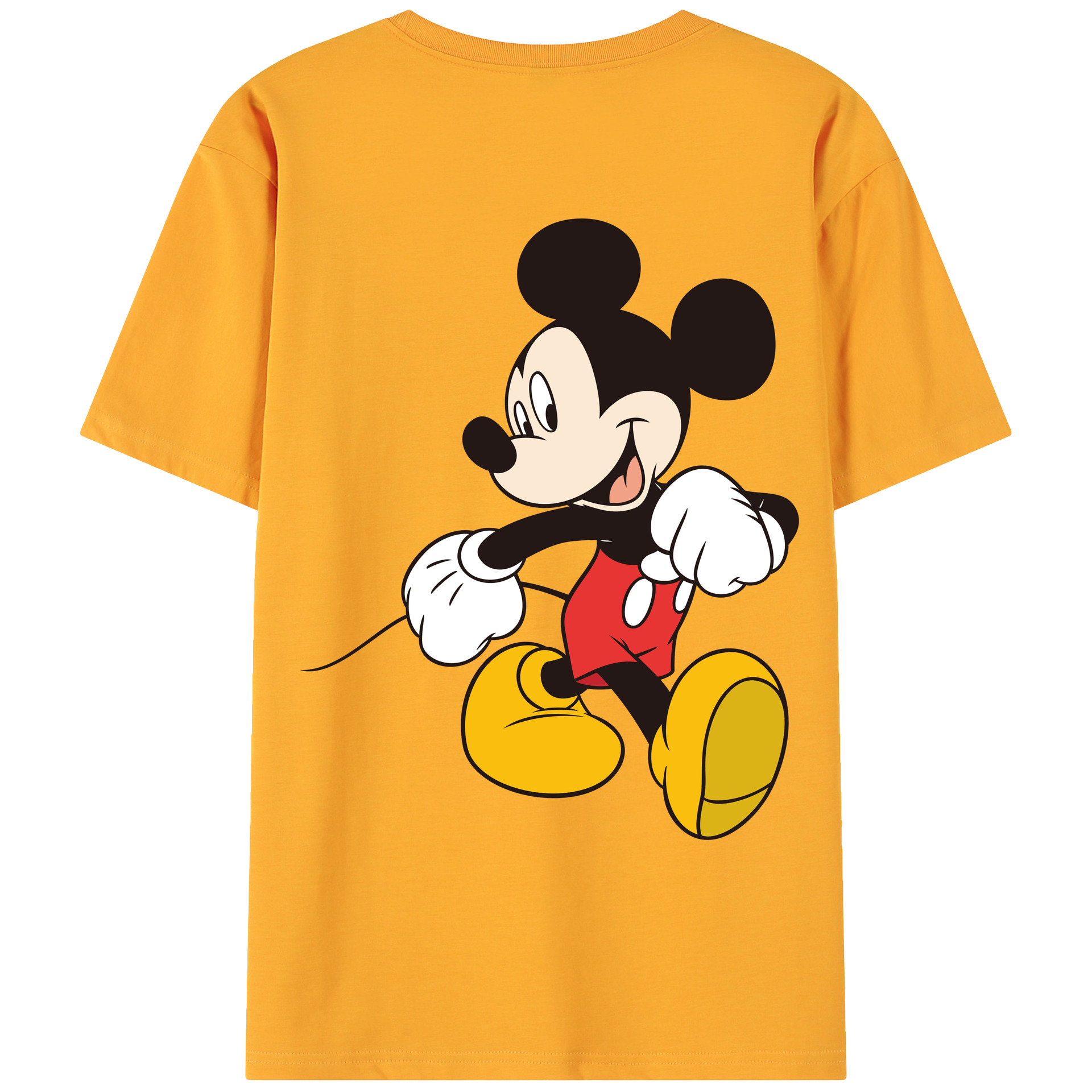 ミッキーマウス Mickey Mouse 綿100％ メンズ半袖Tシャツ（バックプリント） 通気性