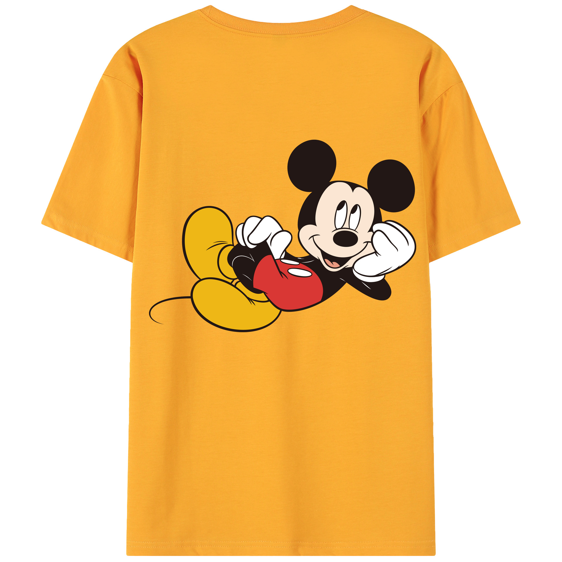 ミッキーマウス Mickey Mouse 綿100％ メンズ半袖Tシャツ（バックプリント） 通気性