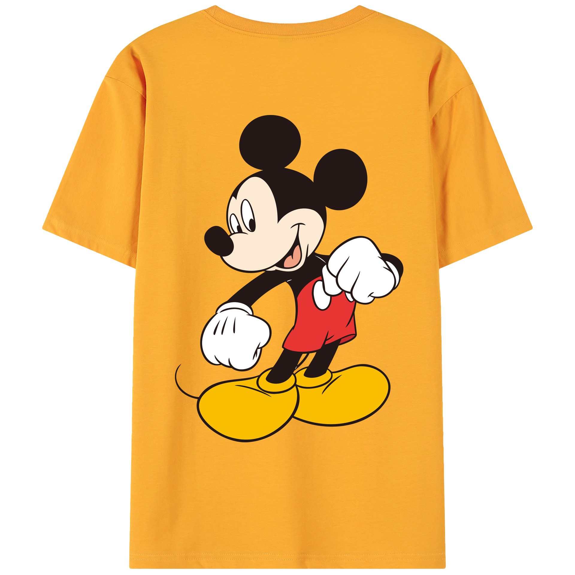 ミッキーマウス Mickey Mouse 綿100％ メンズ半袖Tシャツ（バックプリント） 通気性