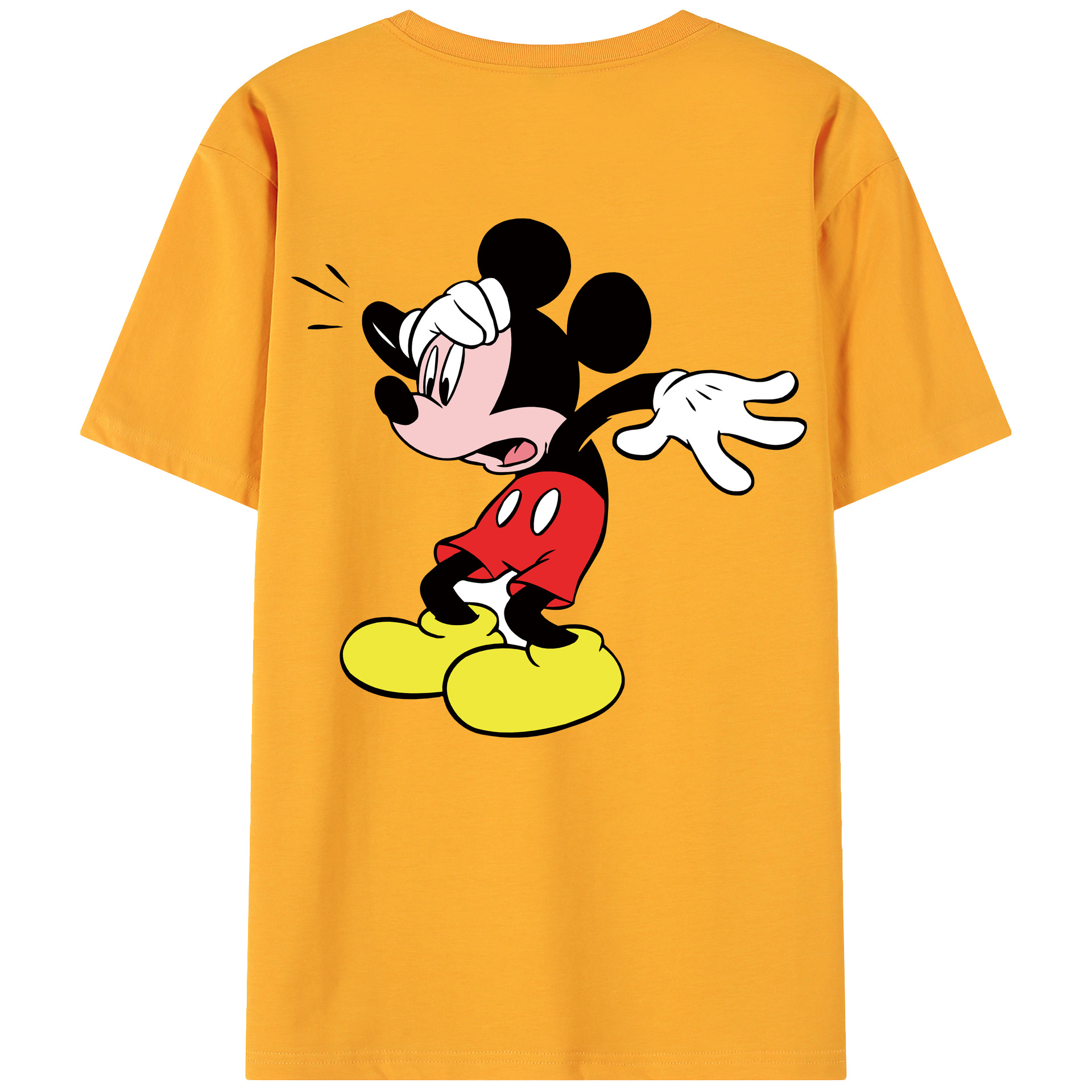ミッキーマウス Mickey Mouse 綿100％ メンズ半袖Tシャツ（バックプリント） 通気性