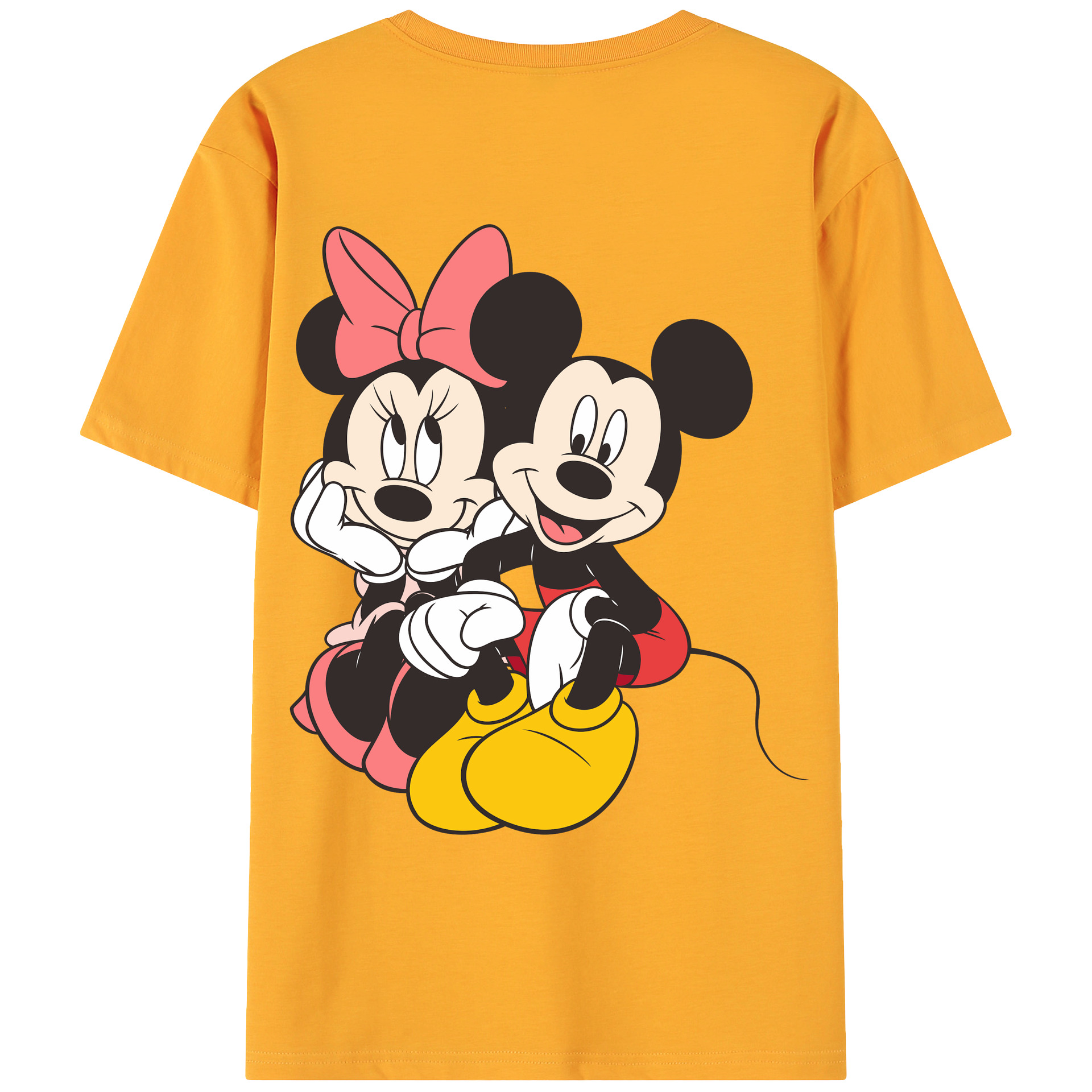 ミッキーマウス Mickey Mouse 綿100％ メンズ半袖Tシャツ（バックプリント） 通気性